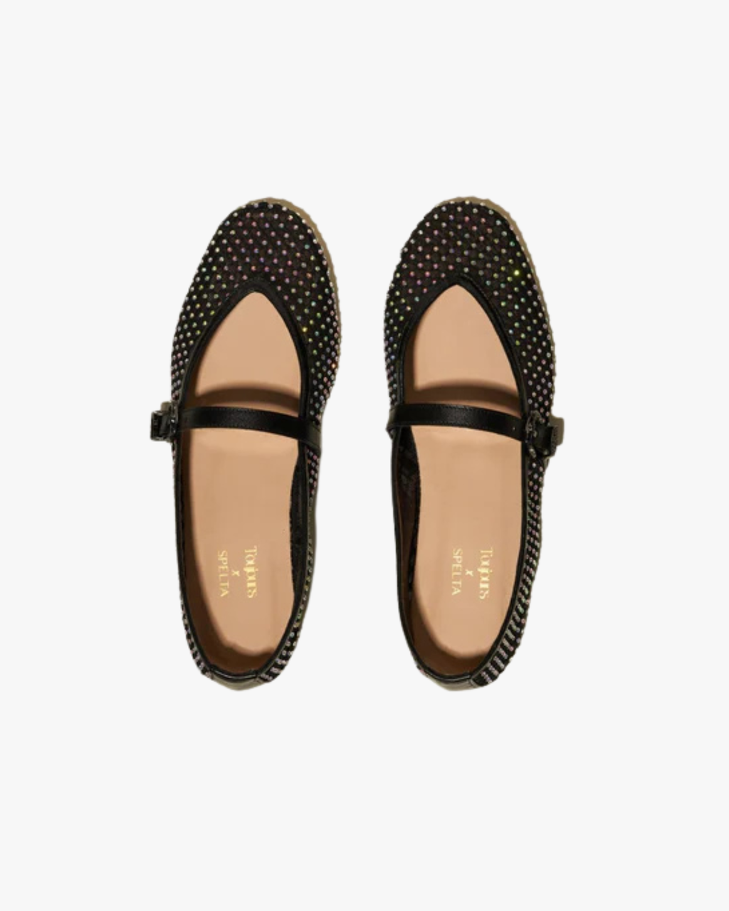 Camille Brillante Mesh Ballet Flats Black