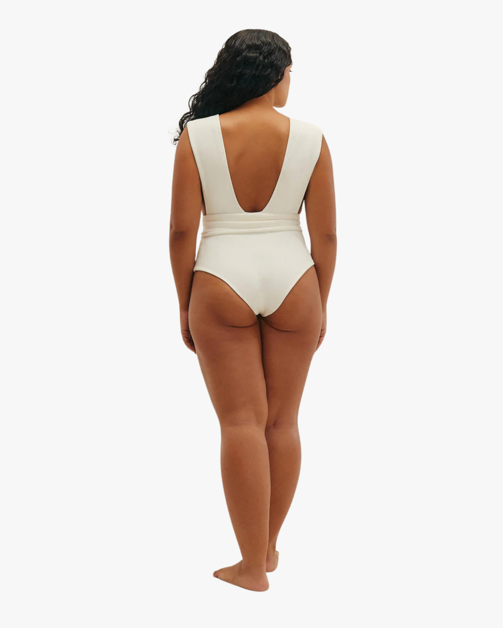 Swimsuit Crepe V Off White