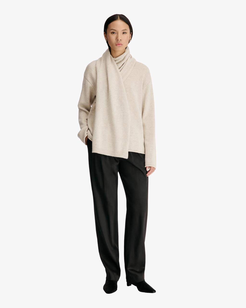 Sweater Wrap Scarf Frances Beige Melange