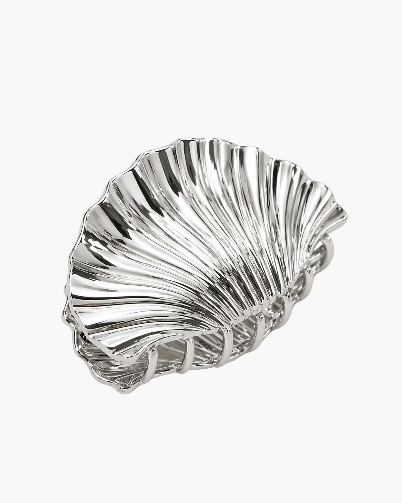 Metallic Hair Claw Shell Big Silver
