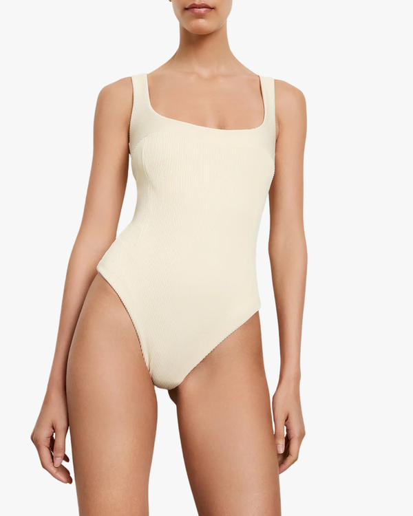 One Piece Swimsuit Ribbed Gabi White