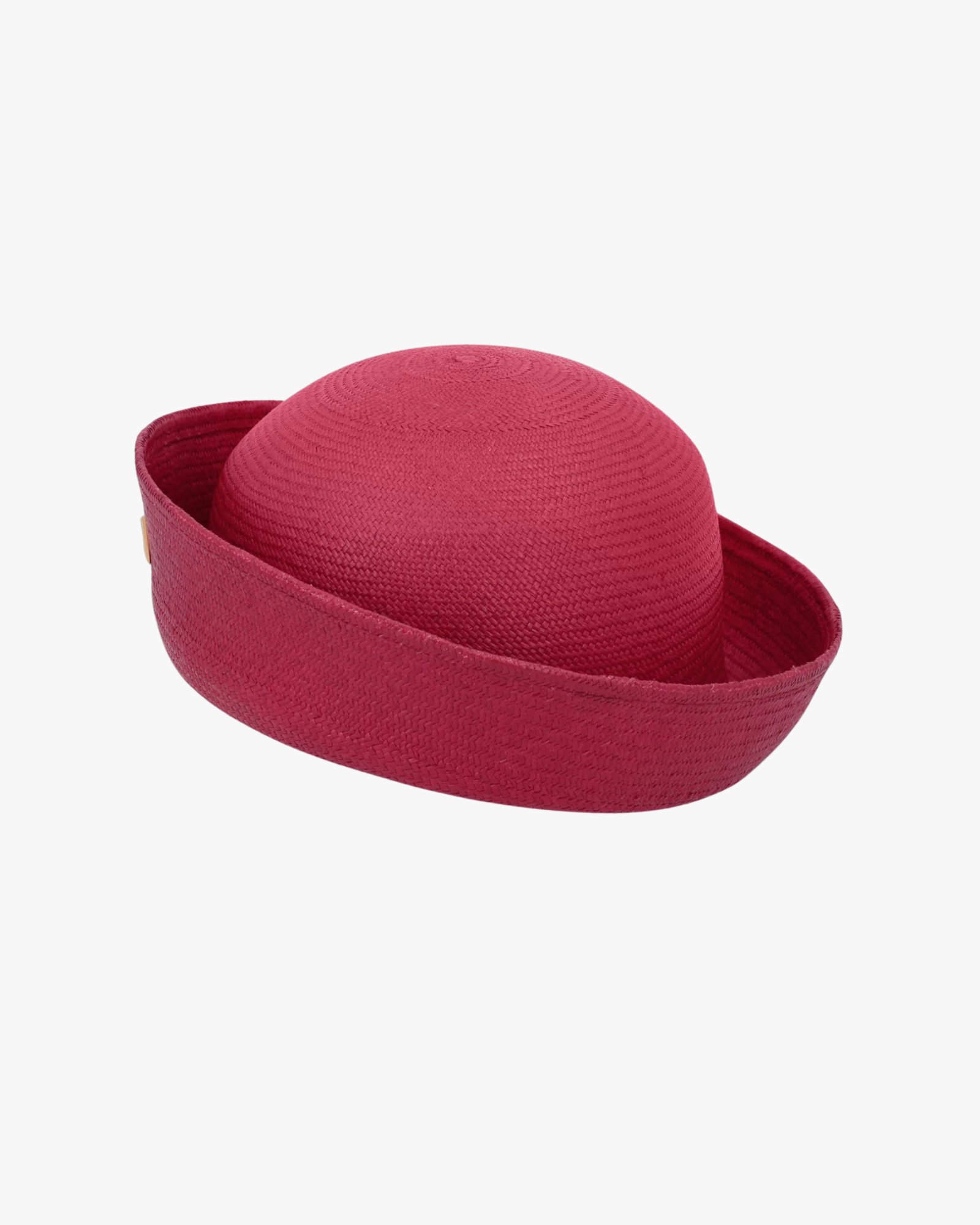 Handwoven Straw Beret Pillbox Red
