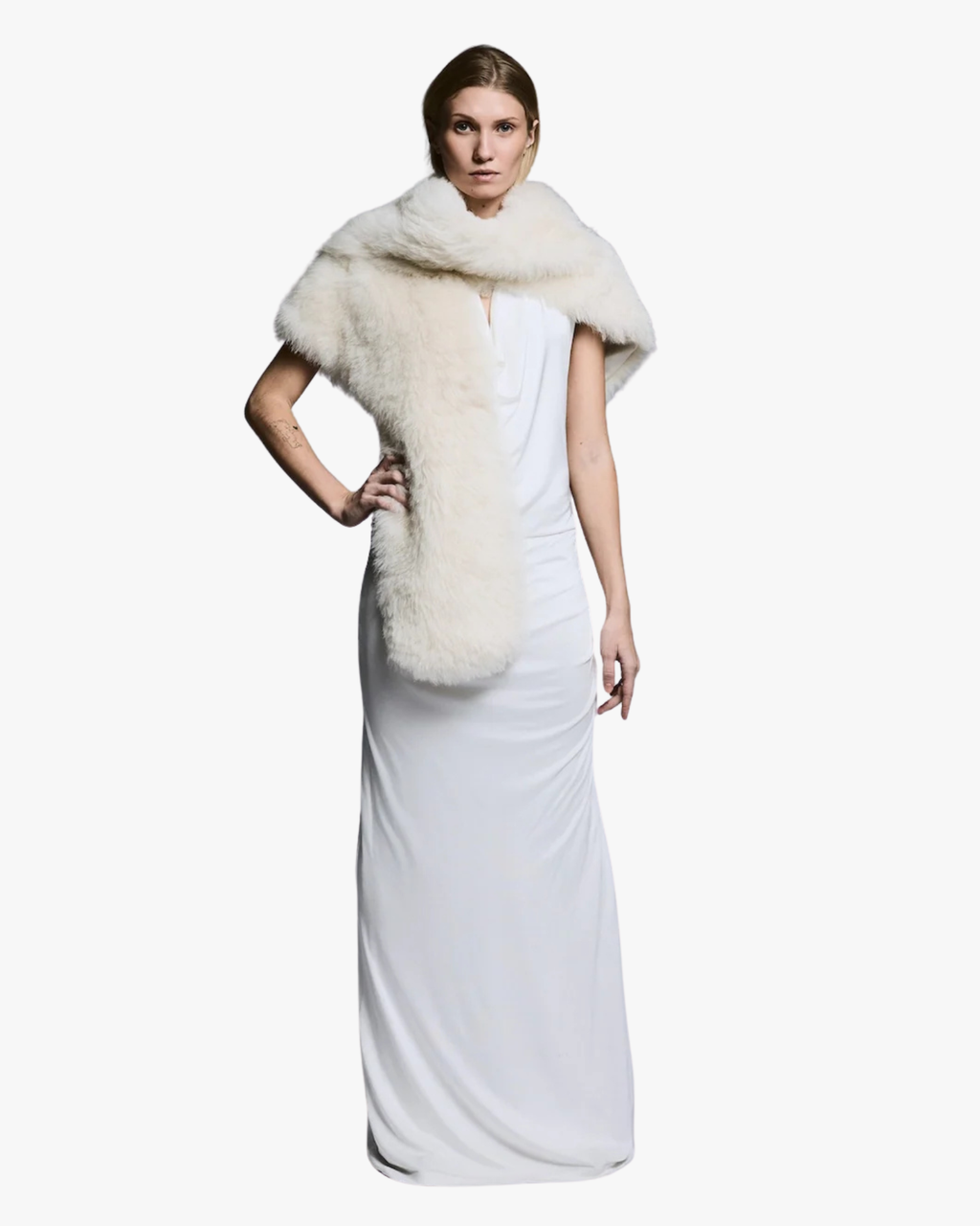 Shearling Shawl Usta Cream