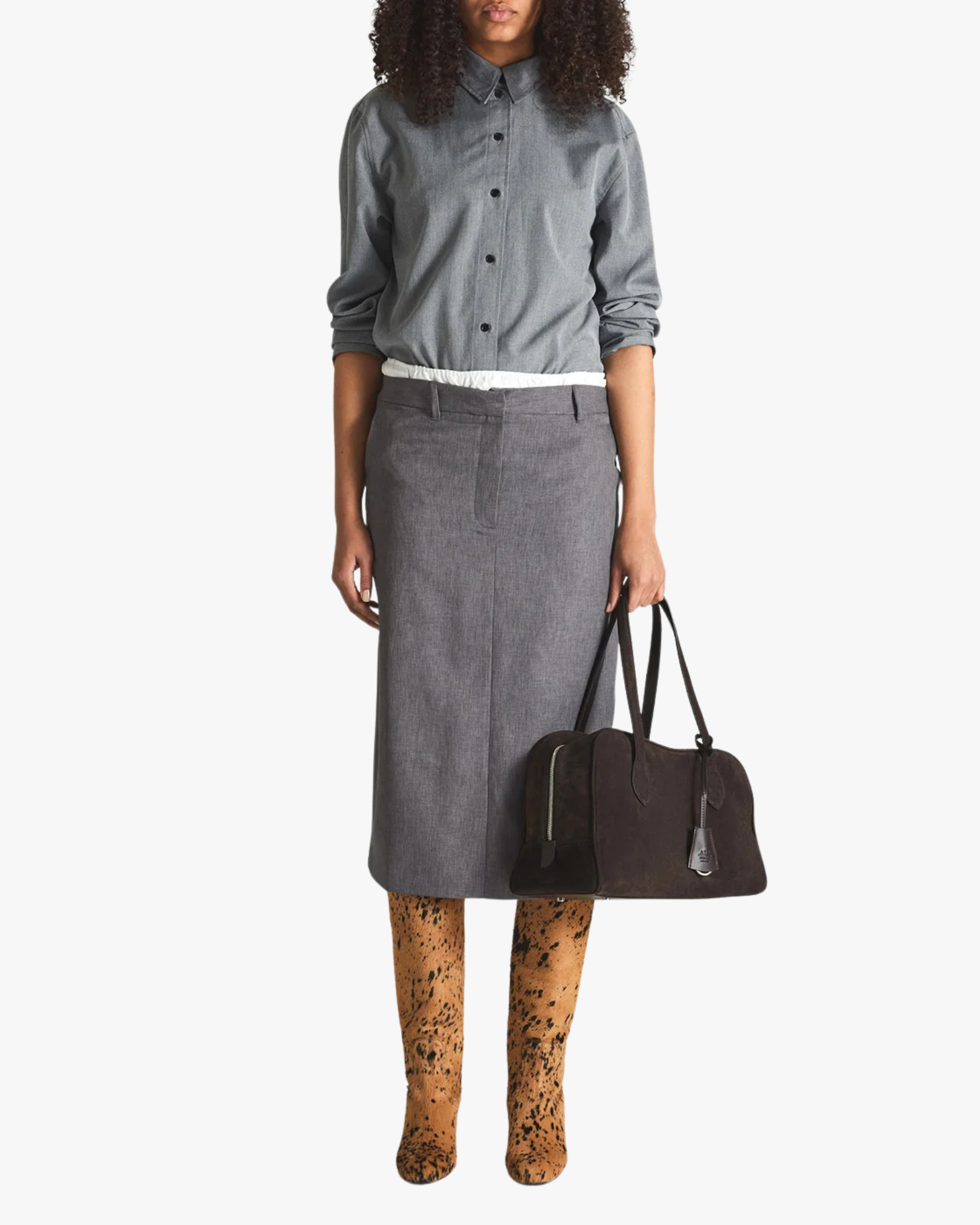 Top Handle Bag Noale Suede Walnut