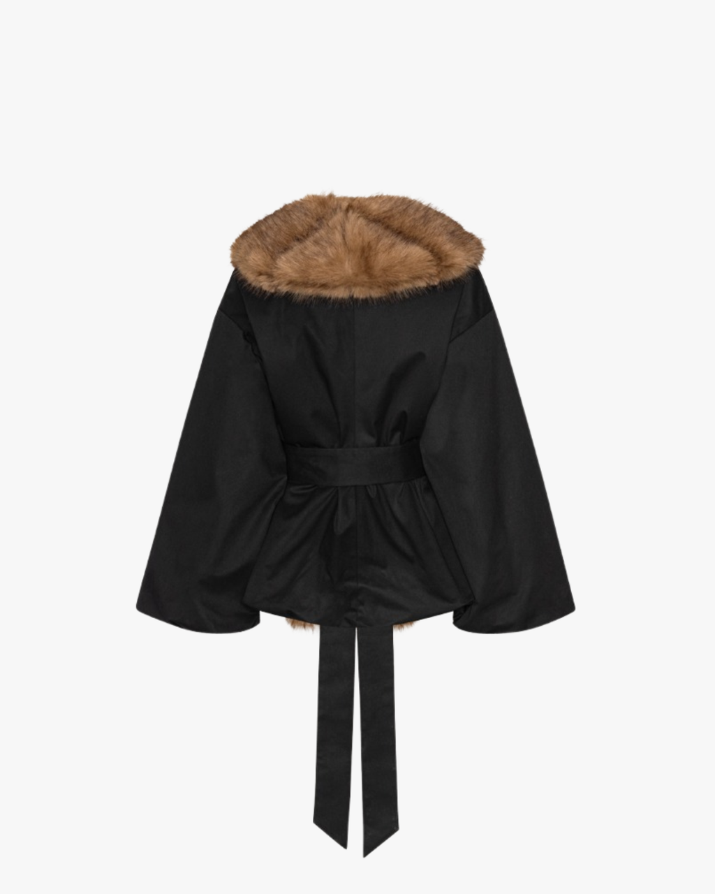 Faux Fur Collar Jacket Black