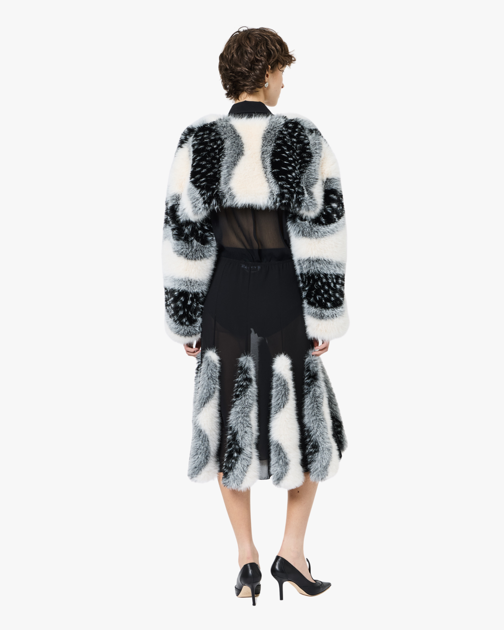 Shoulder Wrap Fur Black And White