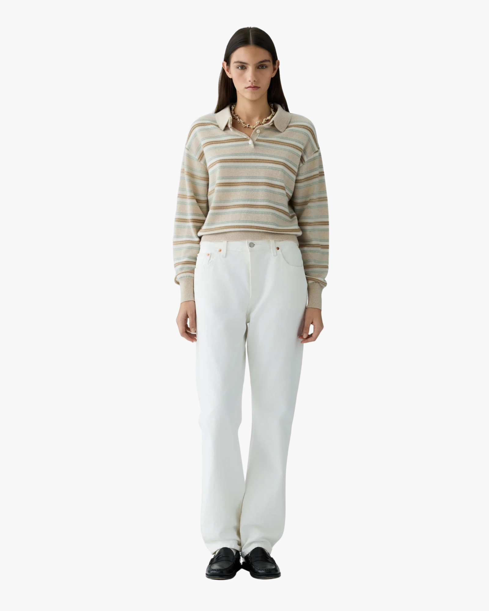 Polo Sweater Collegiate Stripe Stone