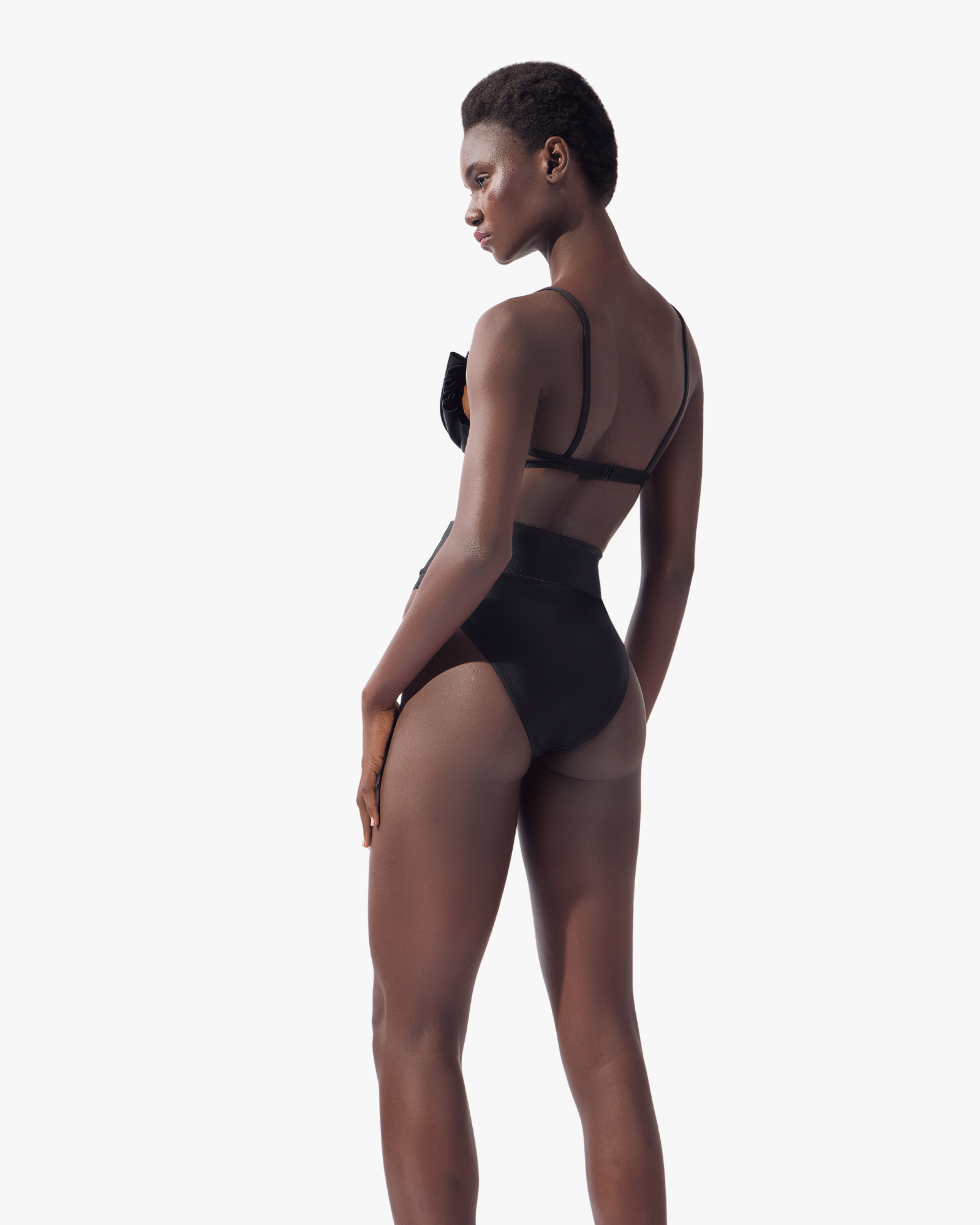 Seashell High-Leg Bikini Set Black