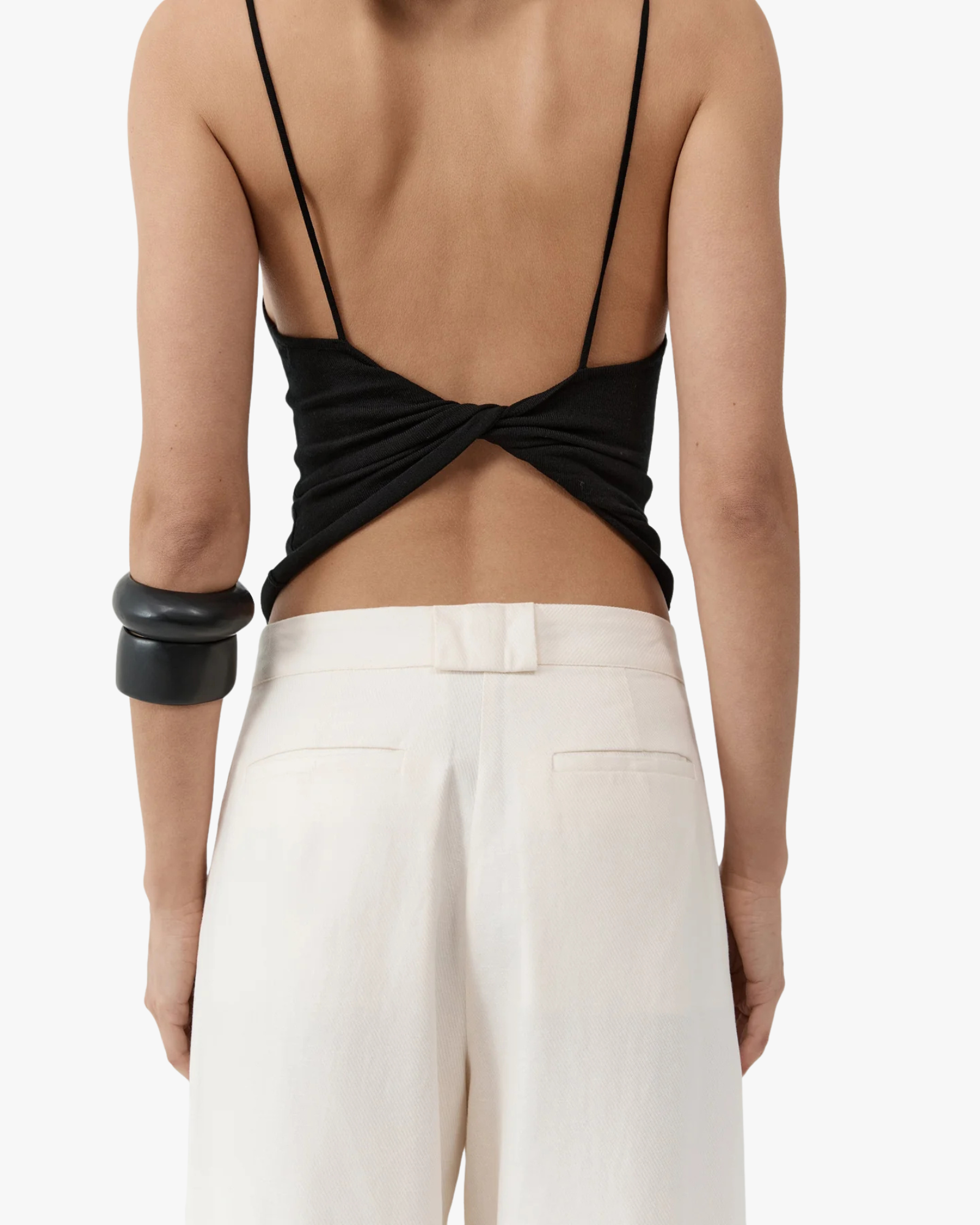 Twist Back Knit Top Black