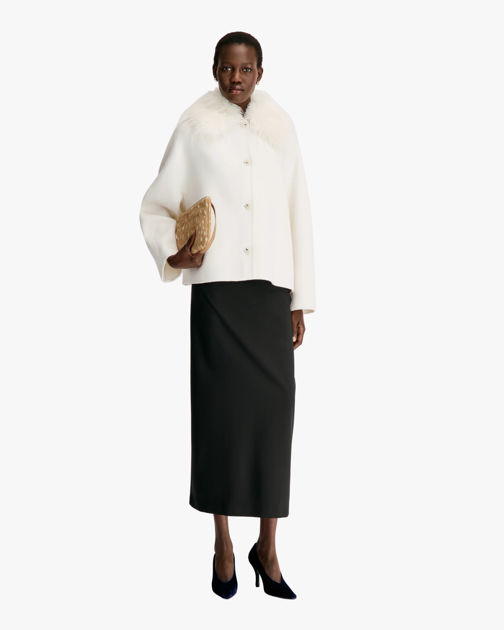 Jacket Rafe With Faux Fur Collar White