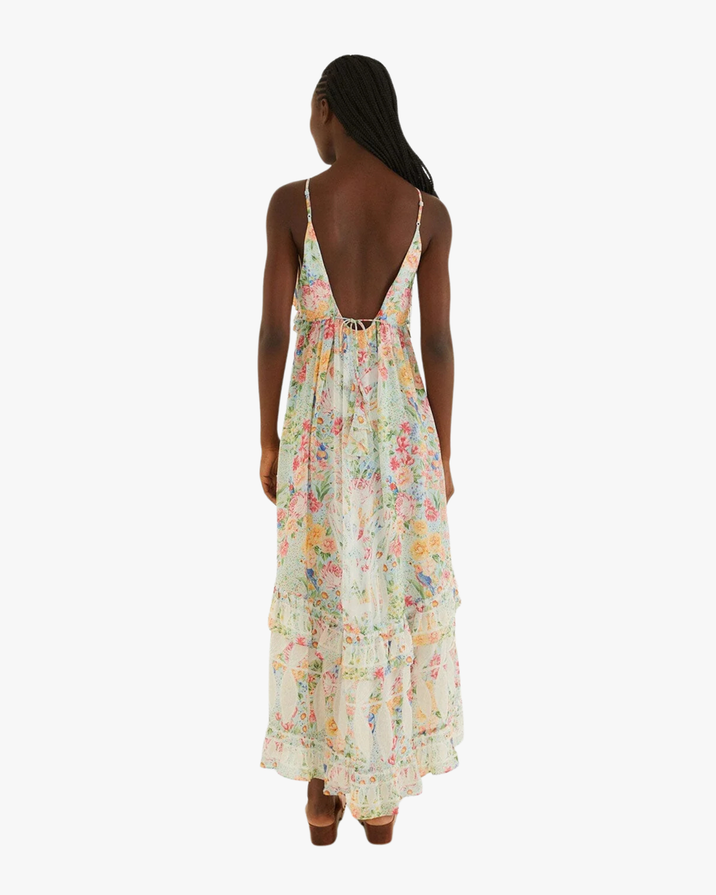 Maxi Ruffle Dress Rendeira Multicolor
