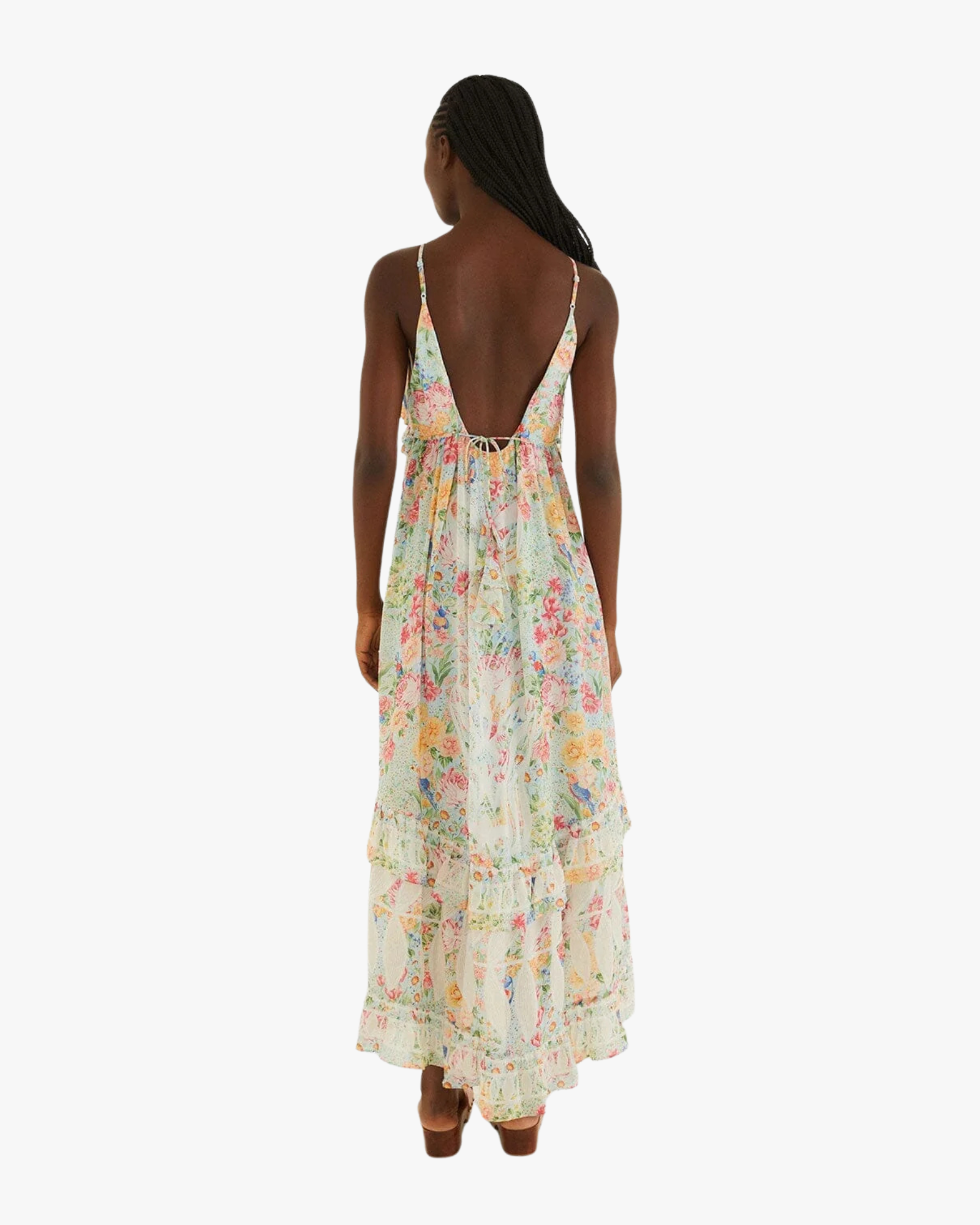 Maxi Ruffle Dress Rendeira Multicolor