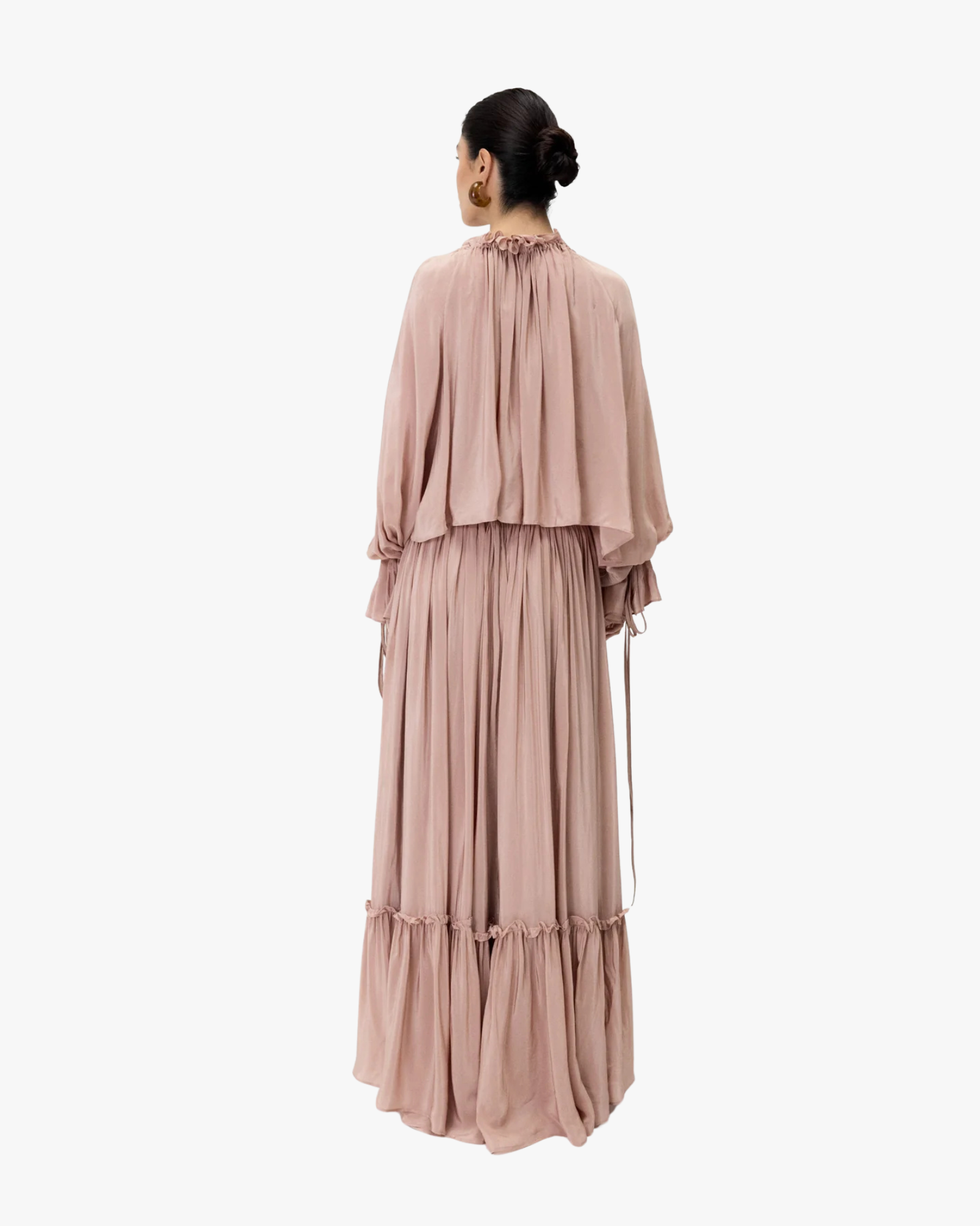 Teresa Maxi Skirt With Flowing Drape Rose