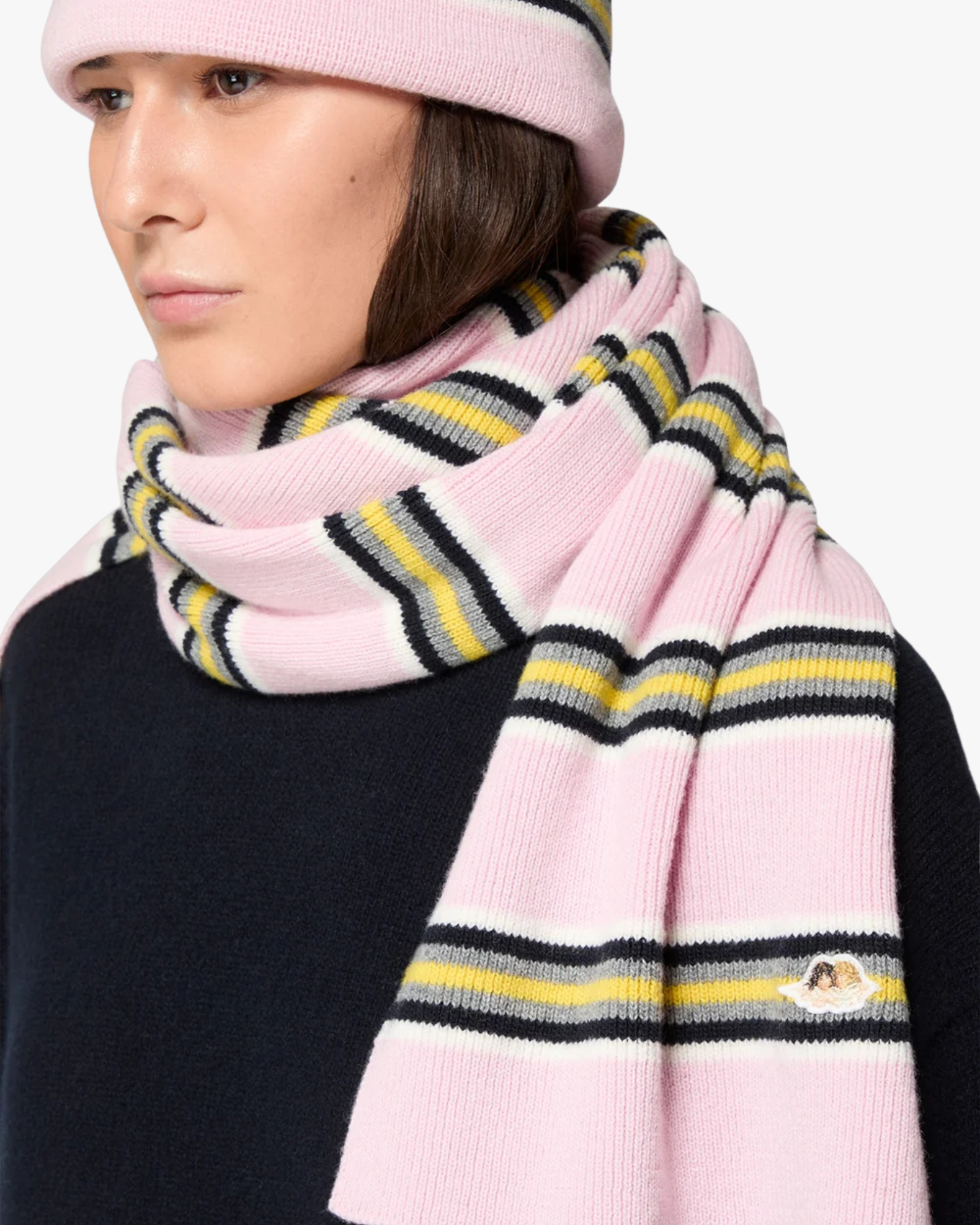Scarf Baby Pink and Yellow Striped Angel Patch