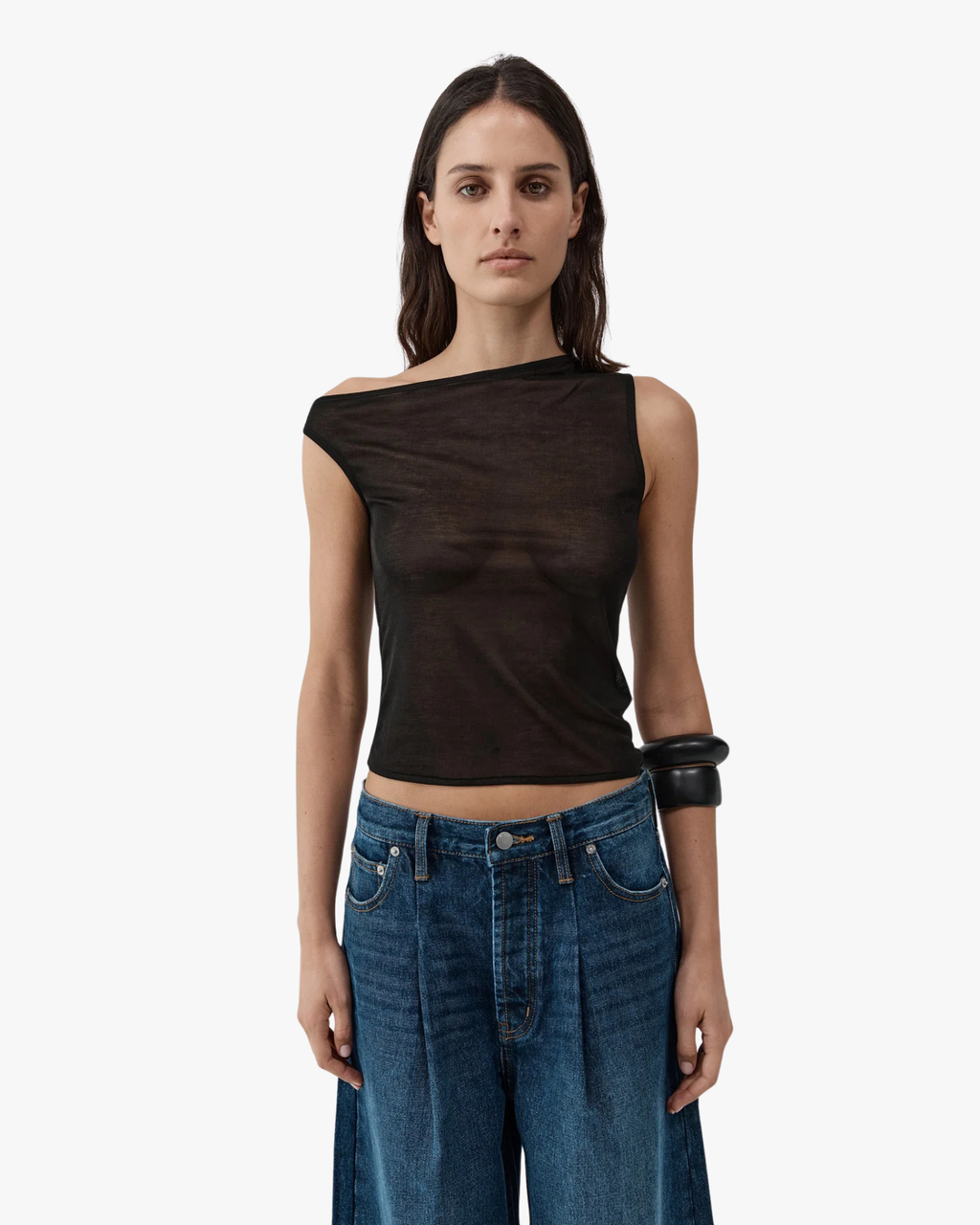 Fine Jersey Asymm Top Black
