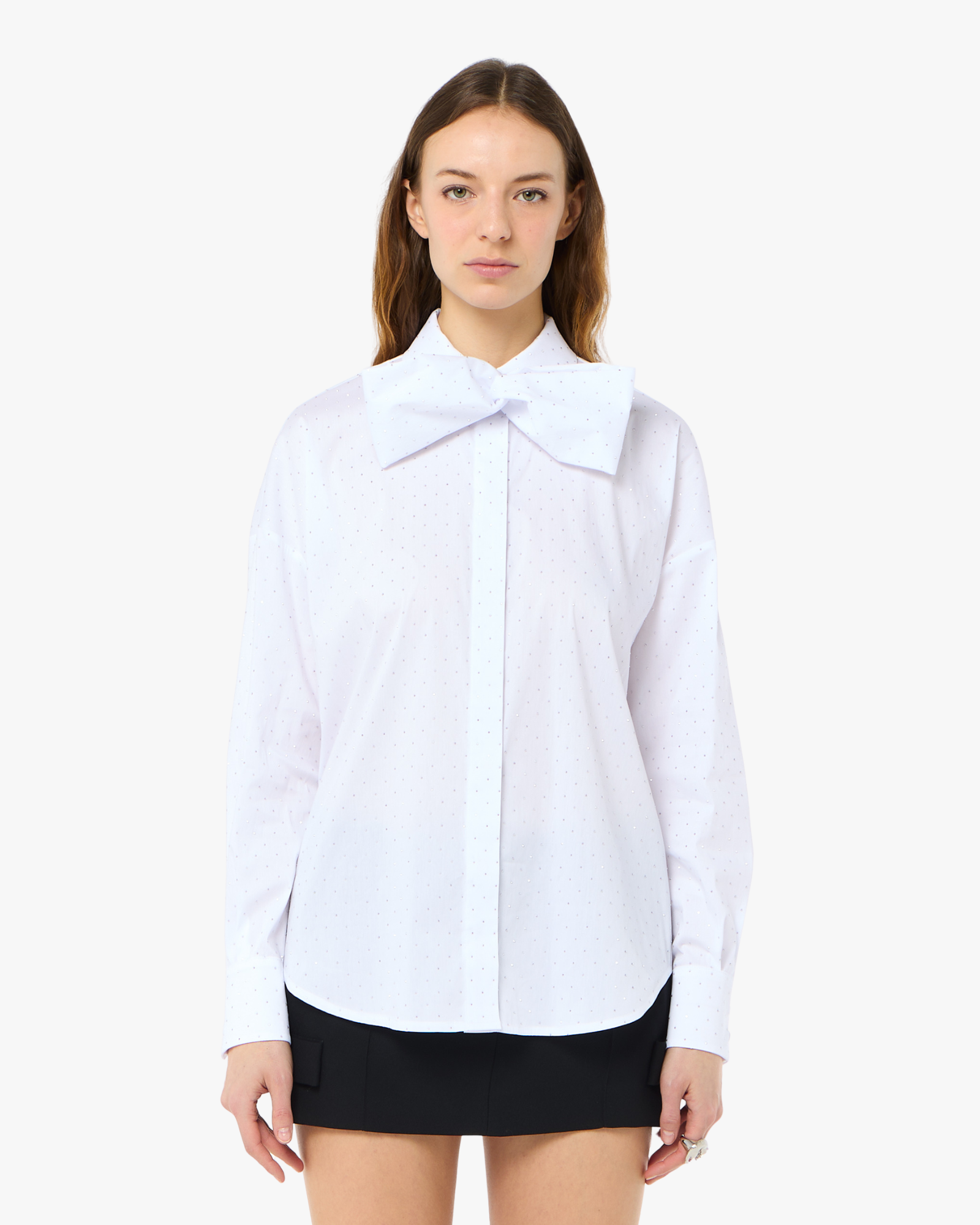 Oversized Blouse With Large Bow White