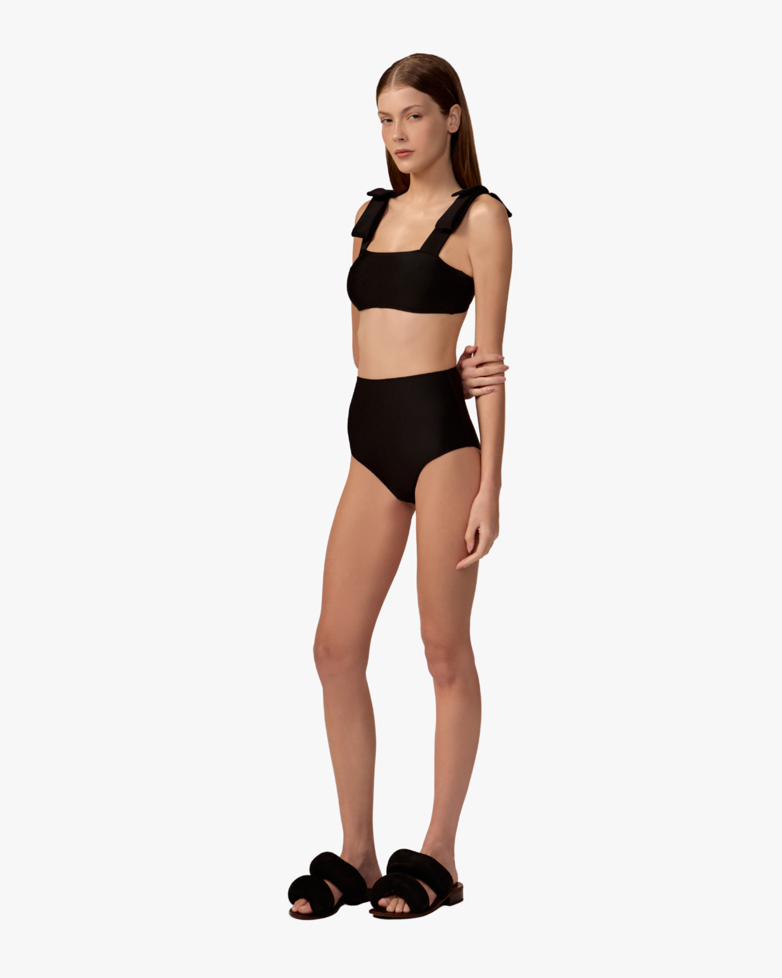 Timeless High-Waisted Strap Bikini Black