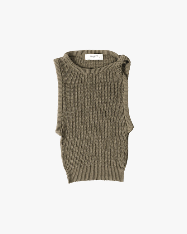 Knot-Front Knit Top Puerto Beige