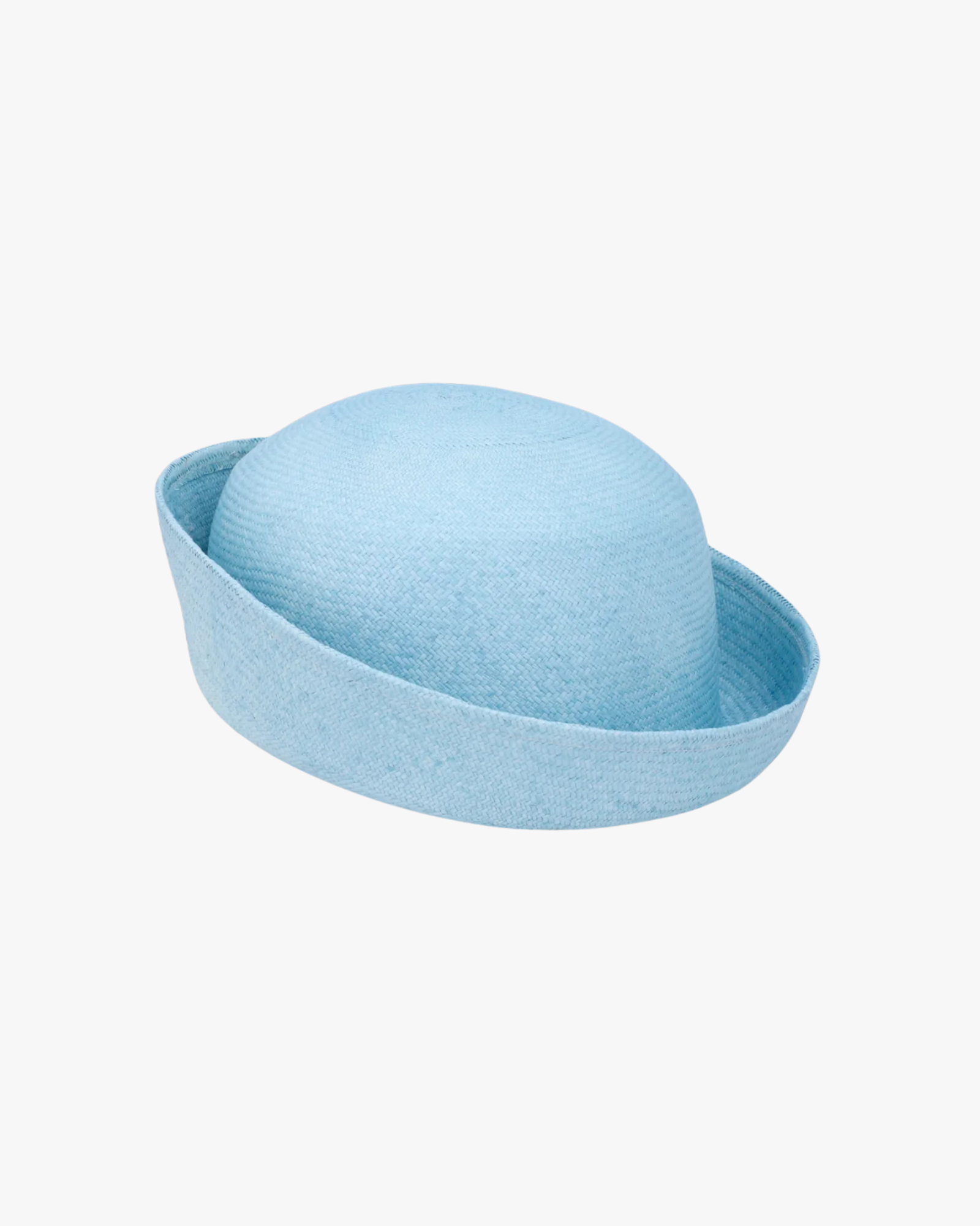 Straw Beret Pillbox Light Blue