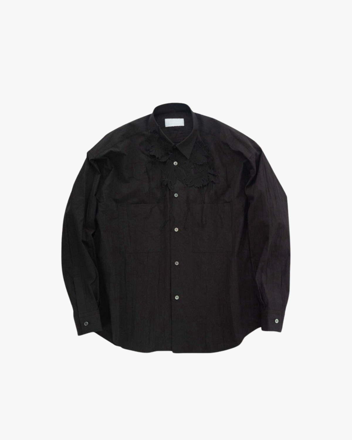 Shirt Flower Embroidery Black