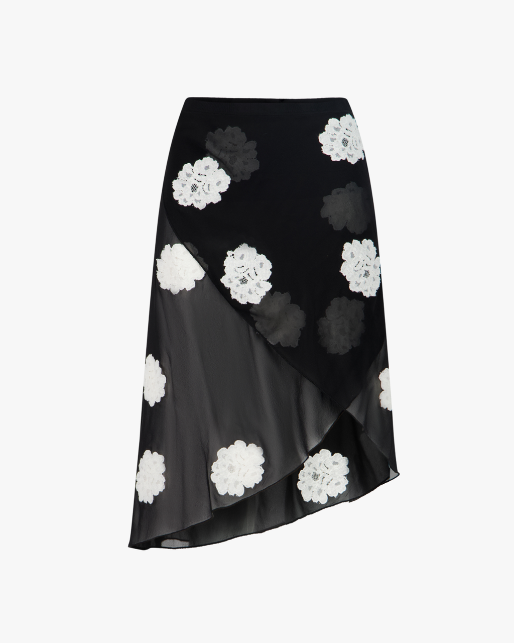 Wrap Skirt Chiffon Crepe Black