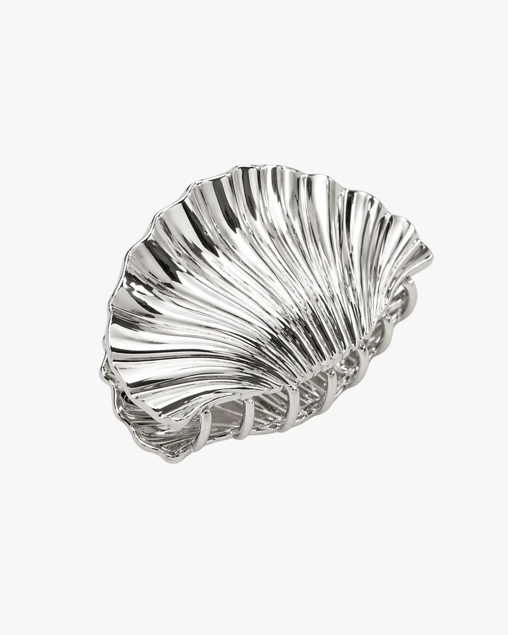 Metallic Hair Claw Shell Small Silver