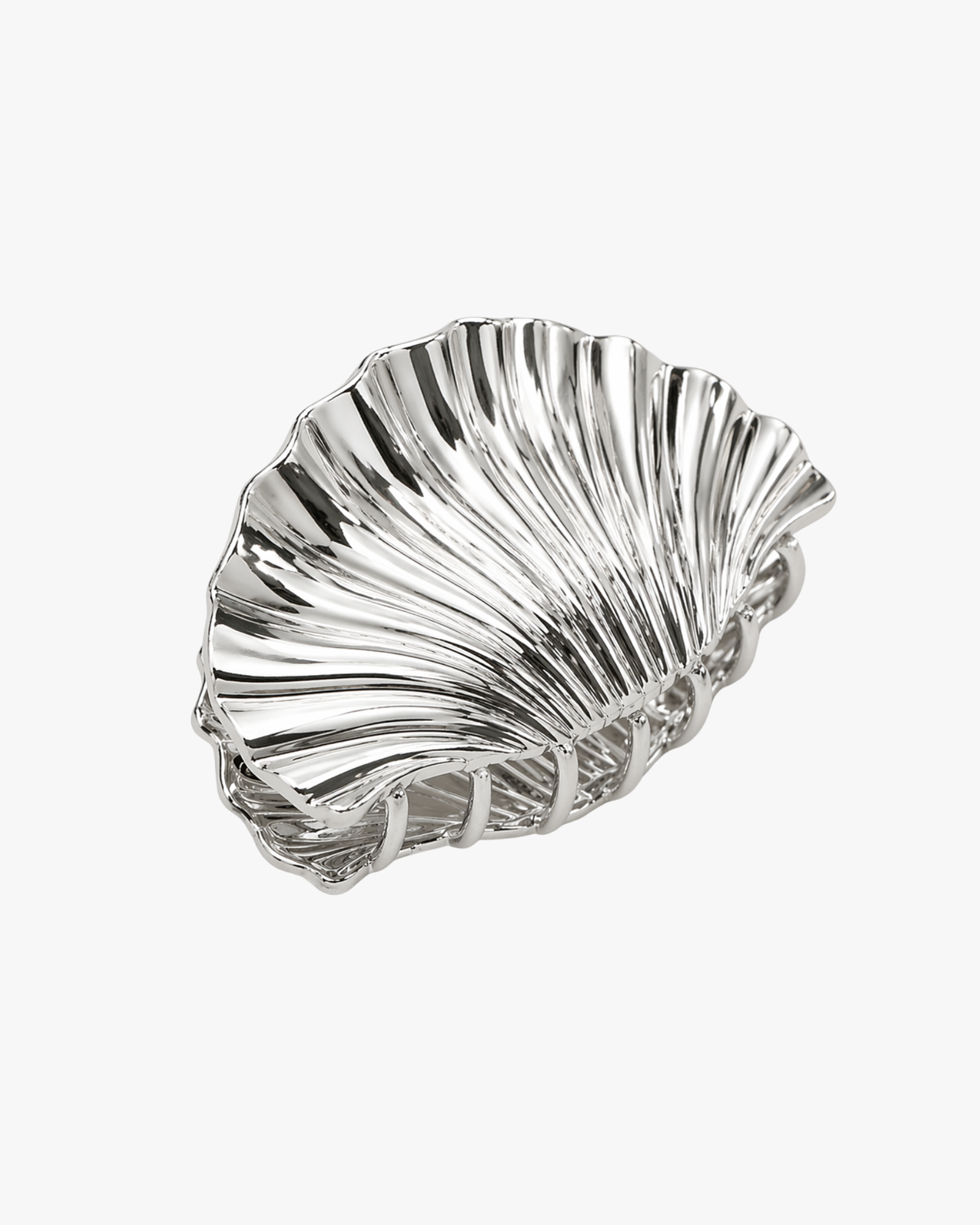 Metallic Hair Claw Shell Small Silver