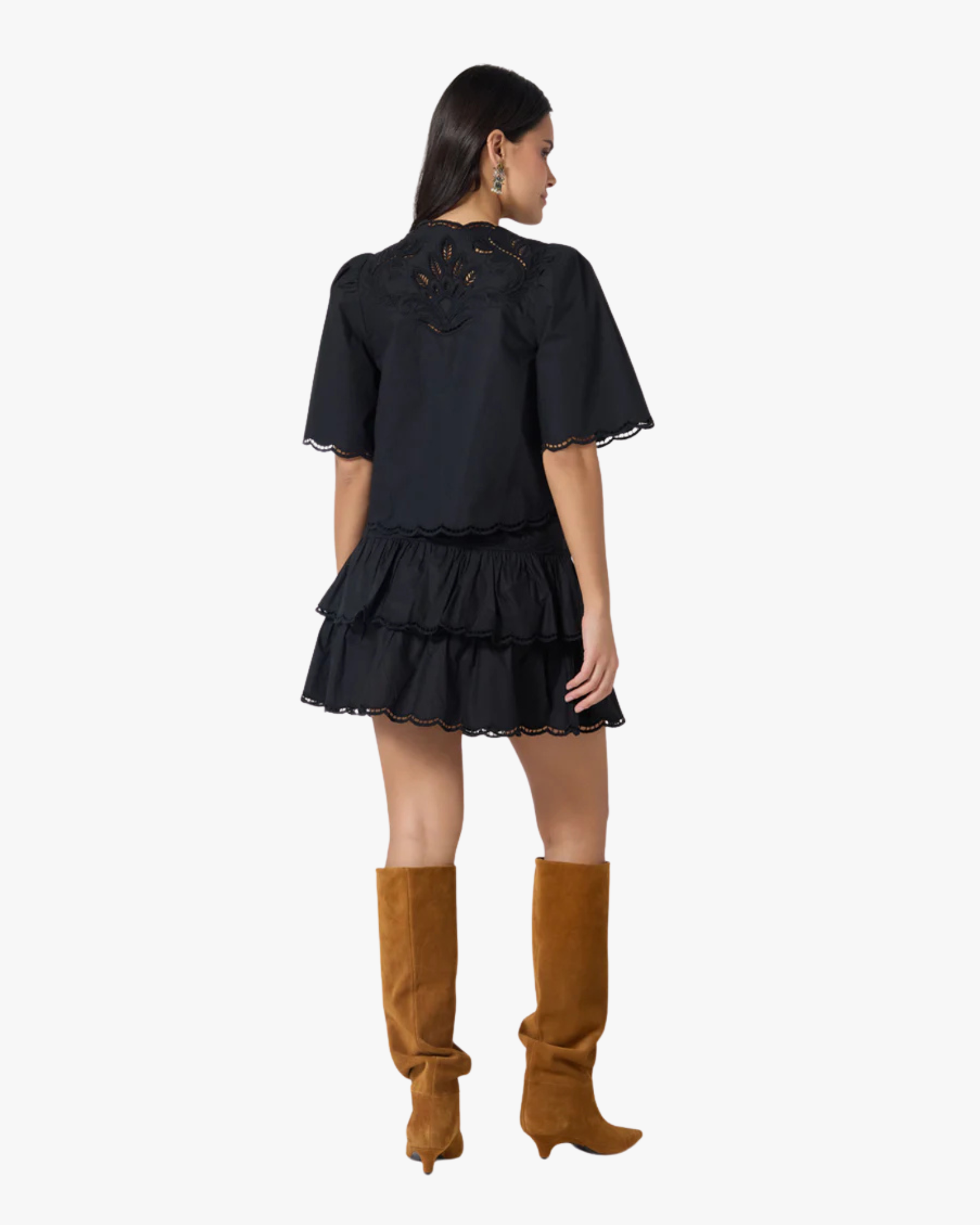 Vinetta - The Cutwork Embroidery Top With Front Ties Black