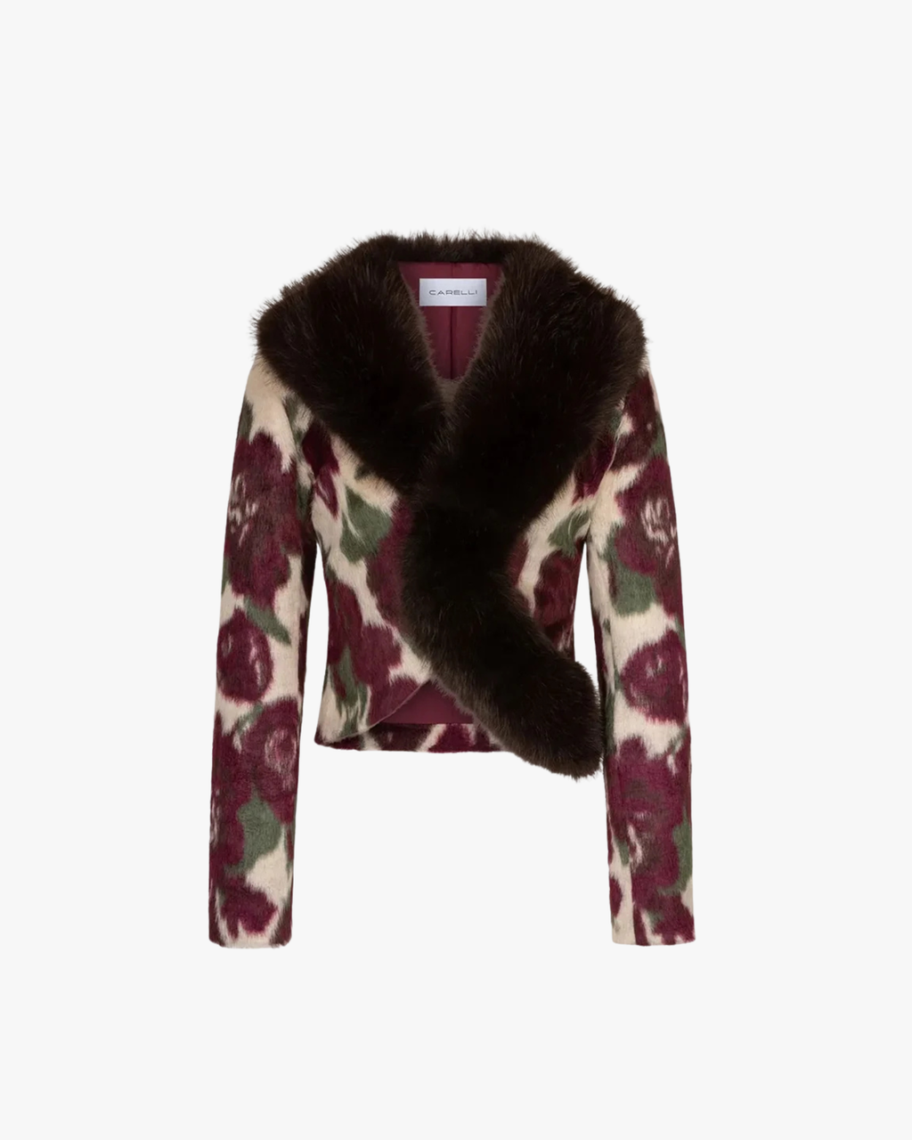 Faux-Fur Blazer Rosa Wine & Taupe