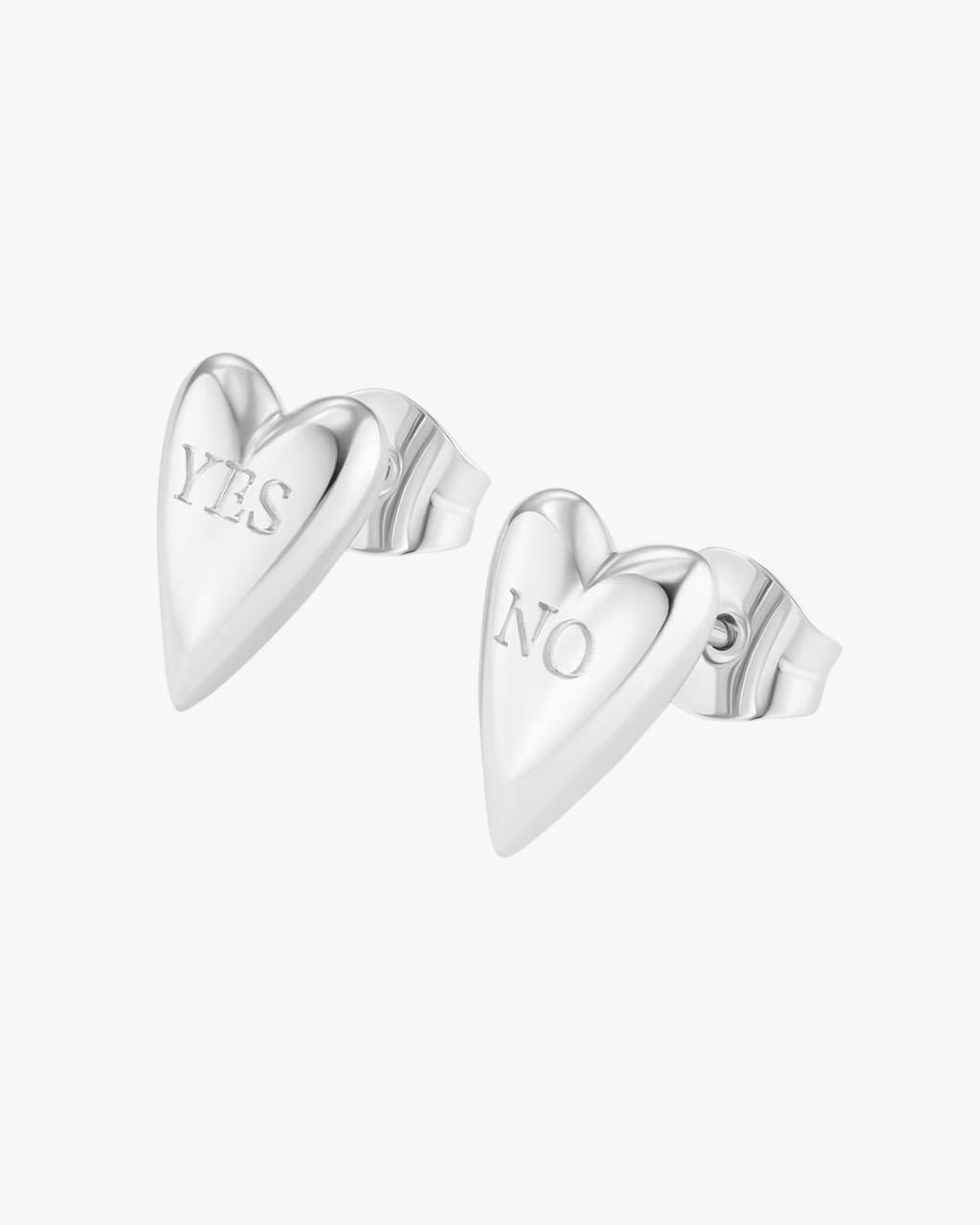 Yes-No Heart Studs Silver