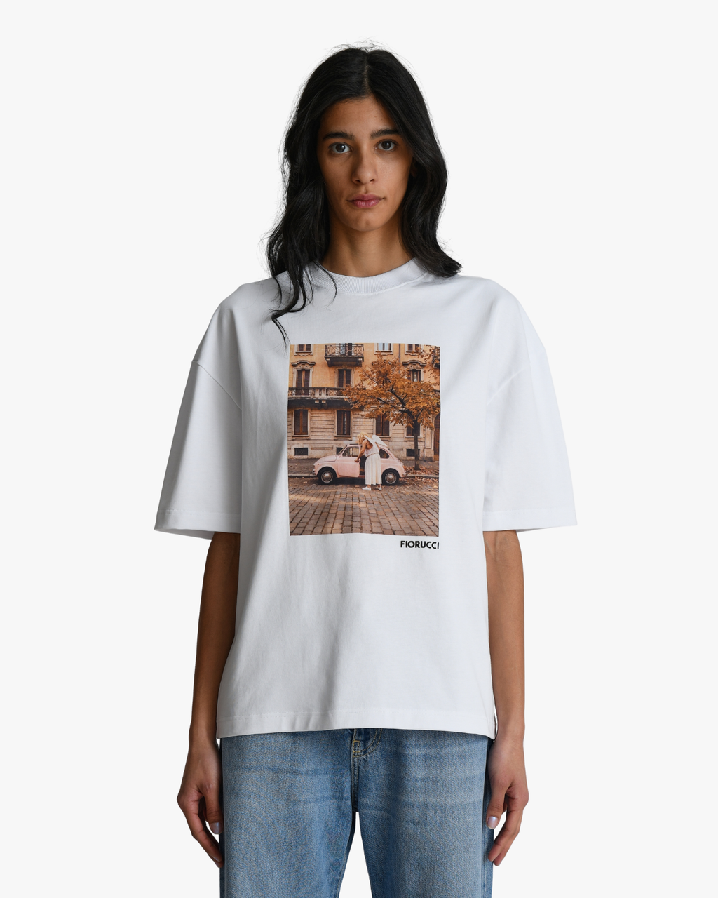 T-Shirt Print Car Angel White