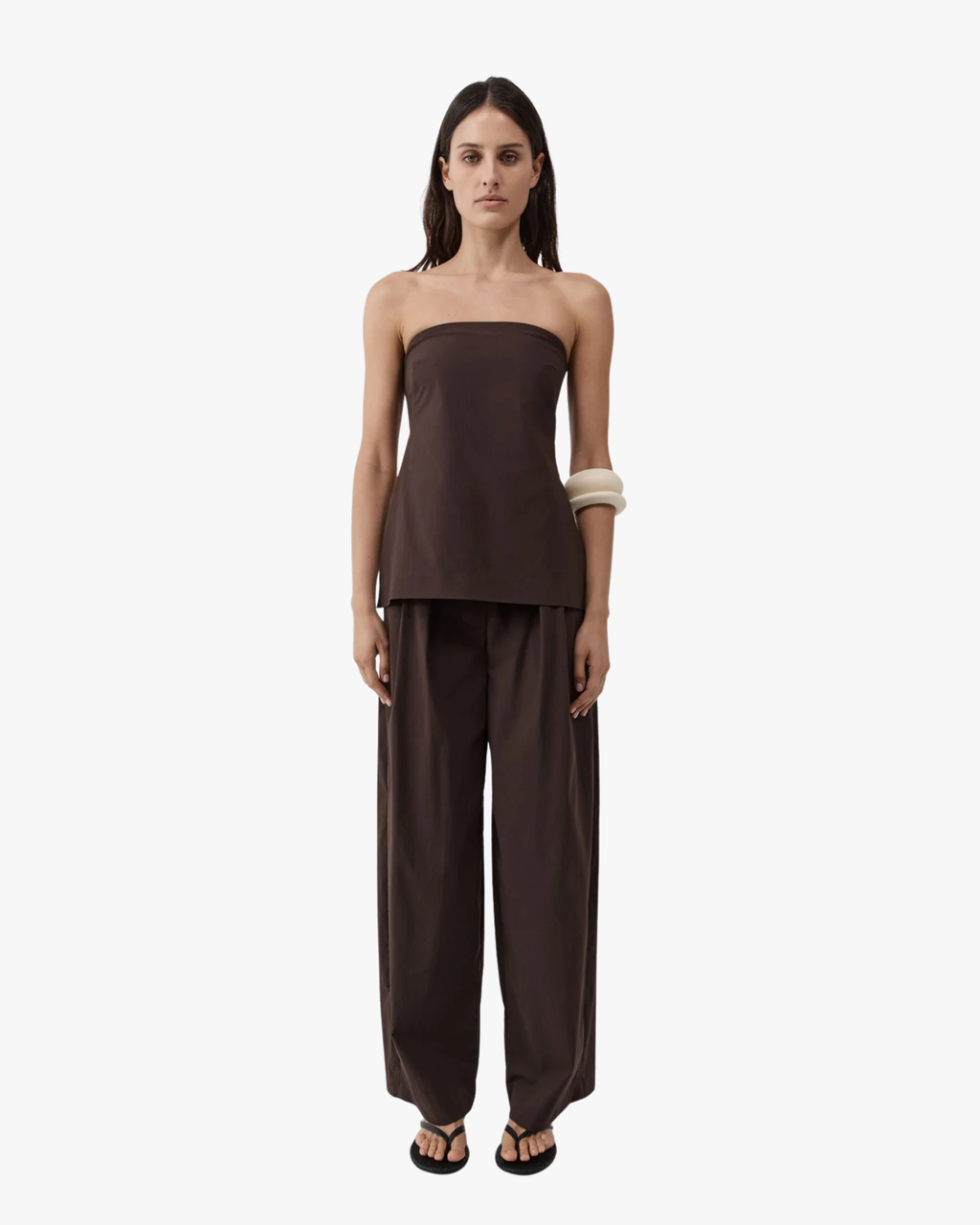 Strapless Rouleau Tie Top Bark