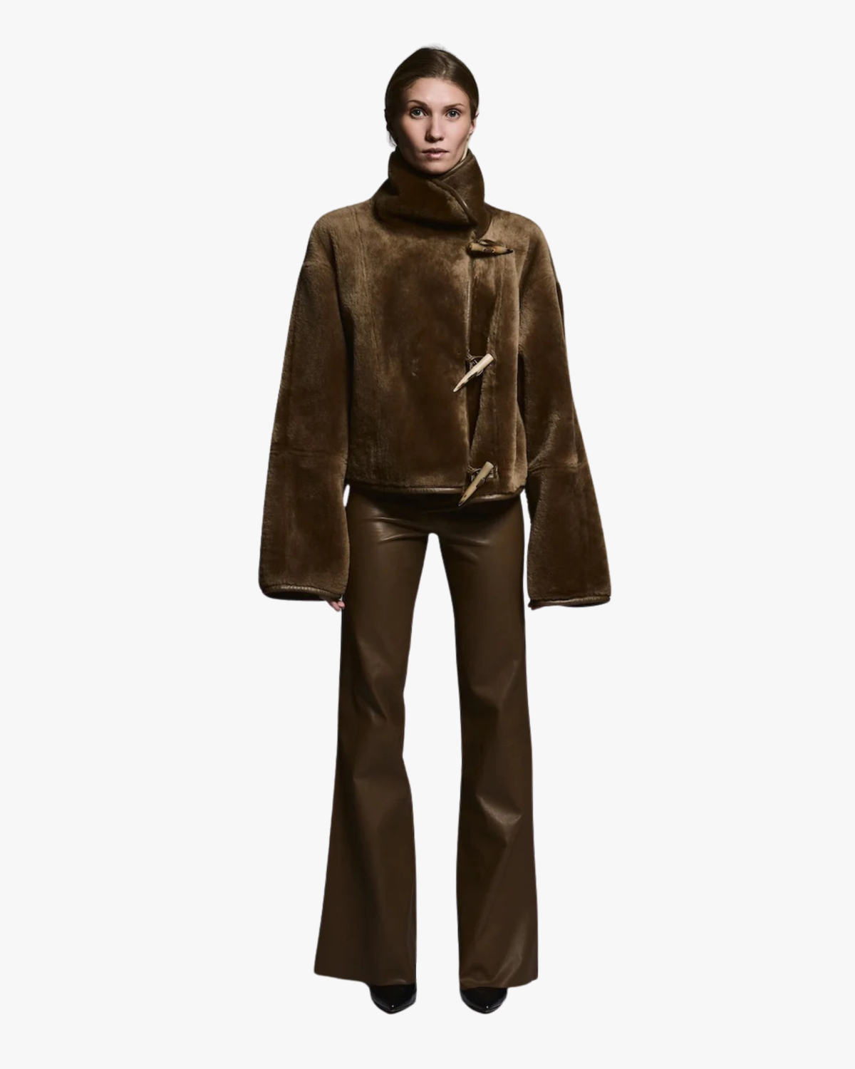 Flared Leather Trousers Lenny Camel