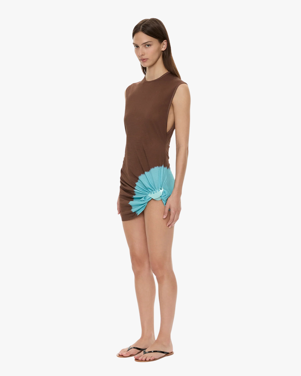 Tank Dress Tie Dye Snap Clip Brown