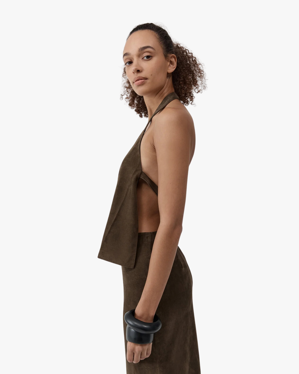 Suede Apron Top Khaki