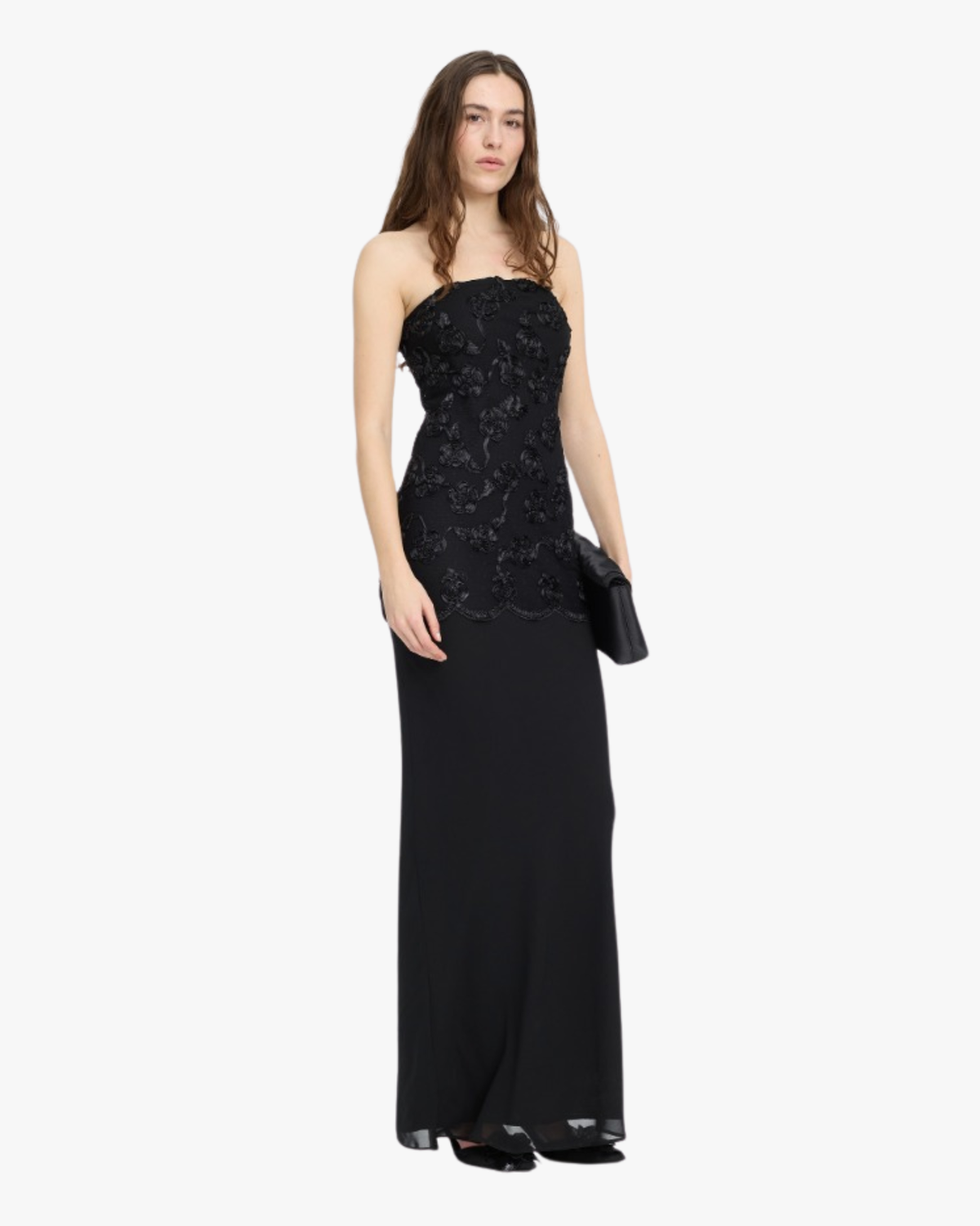 Flower Mesh Maxi Dress Black