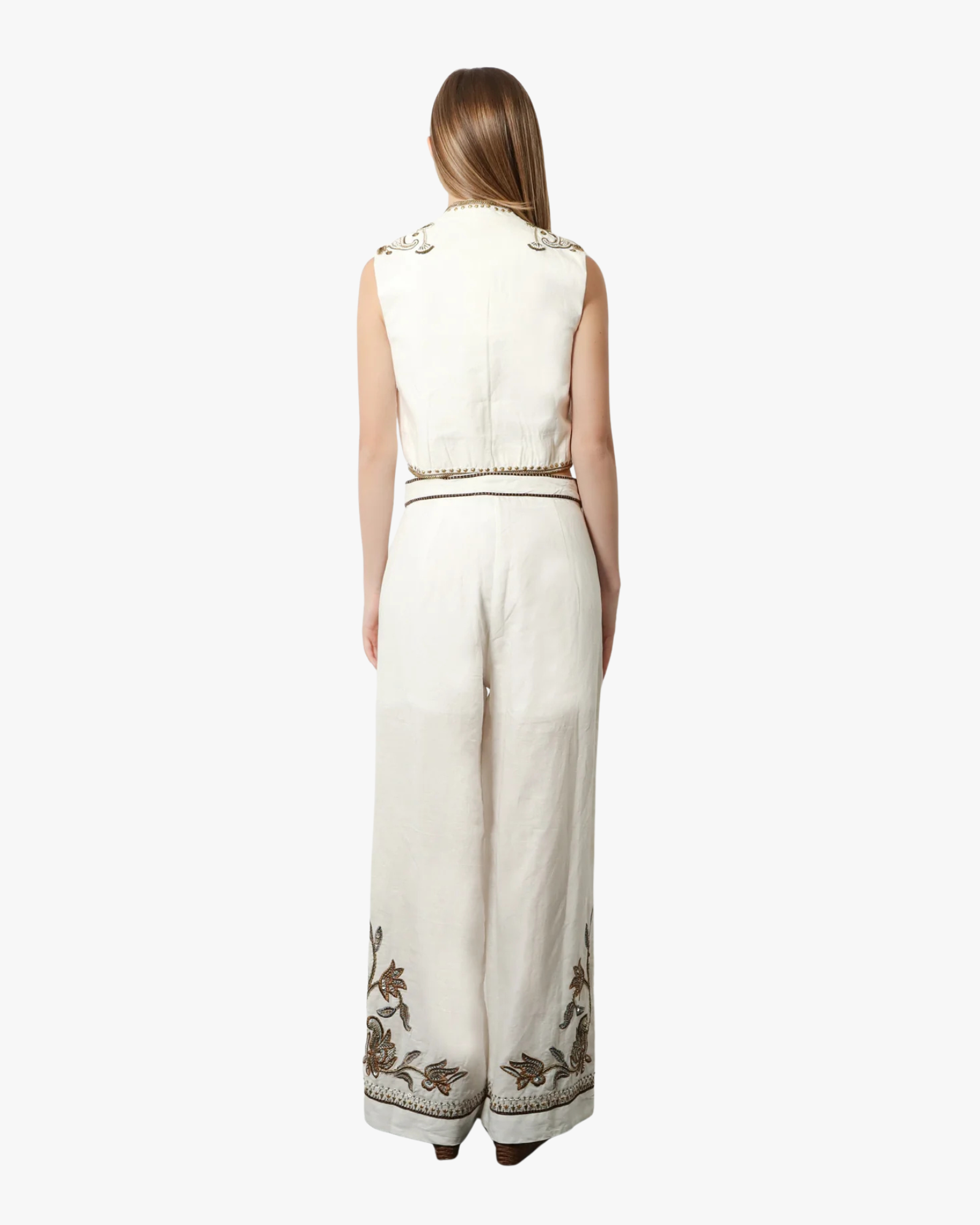 Sorelle White With Embroidery Trouser