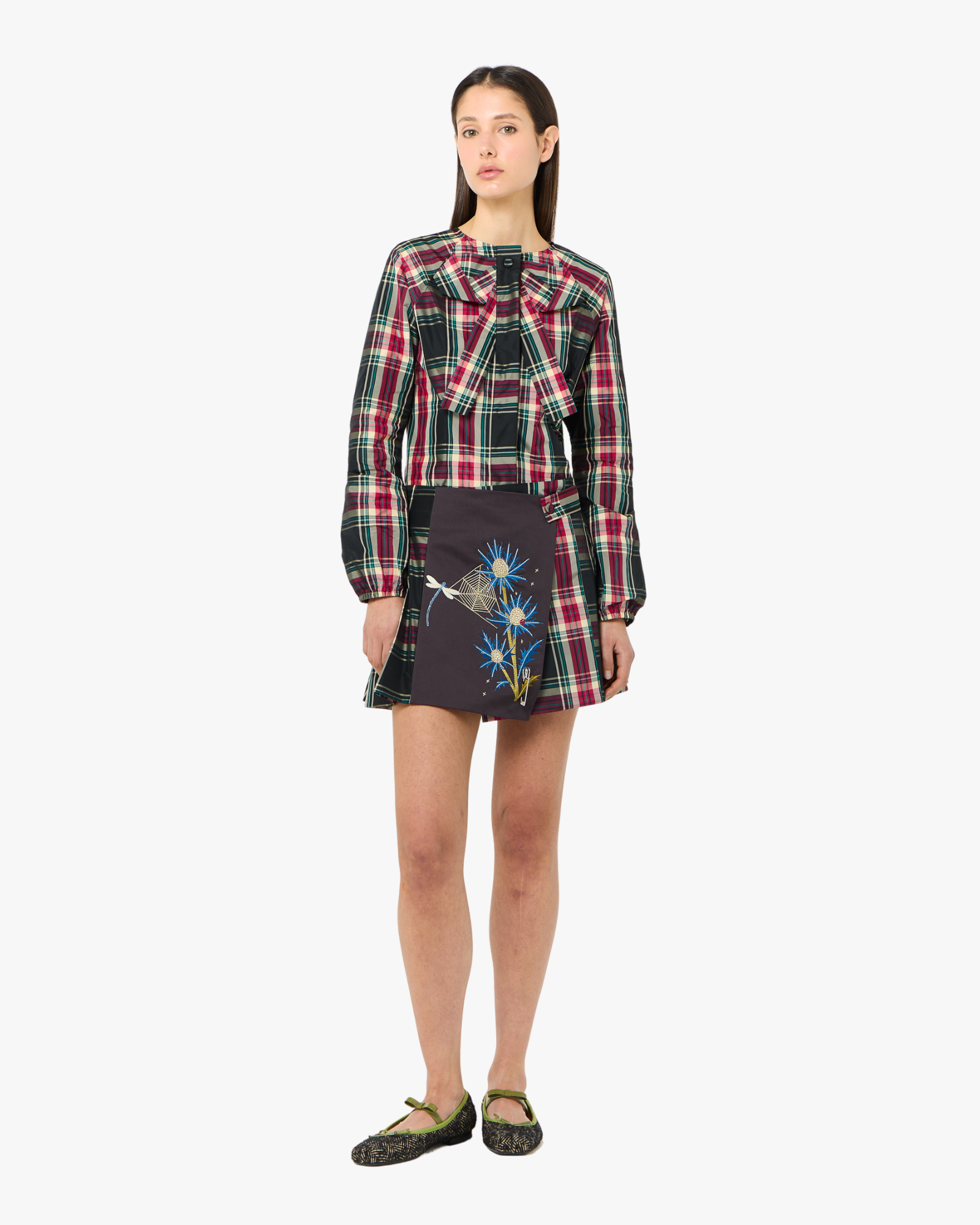 Mini Skirt Pleated With Embroidery