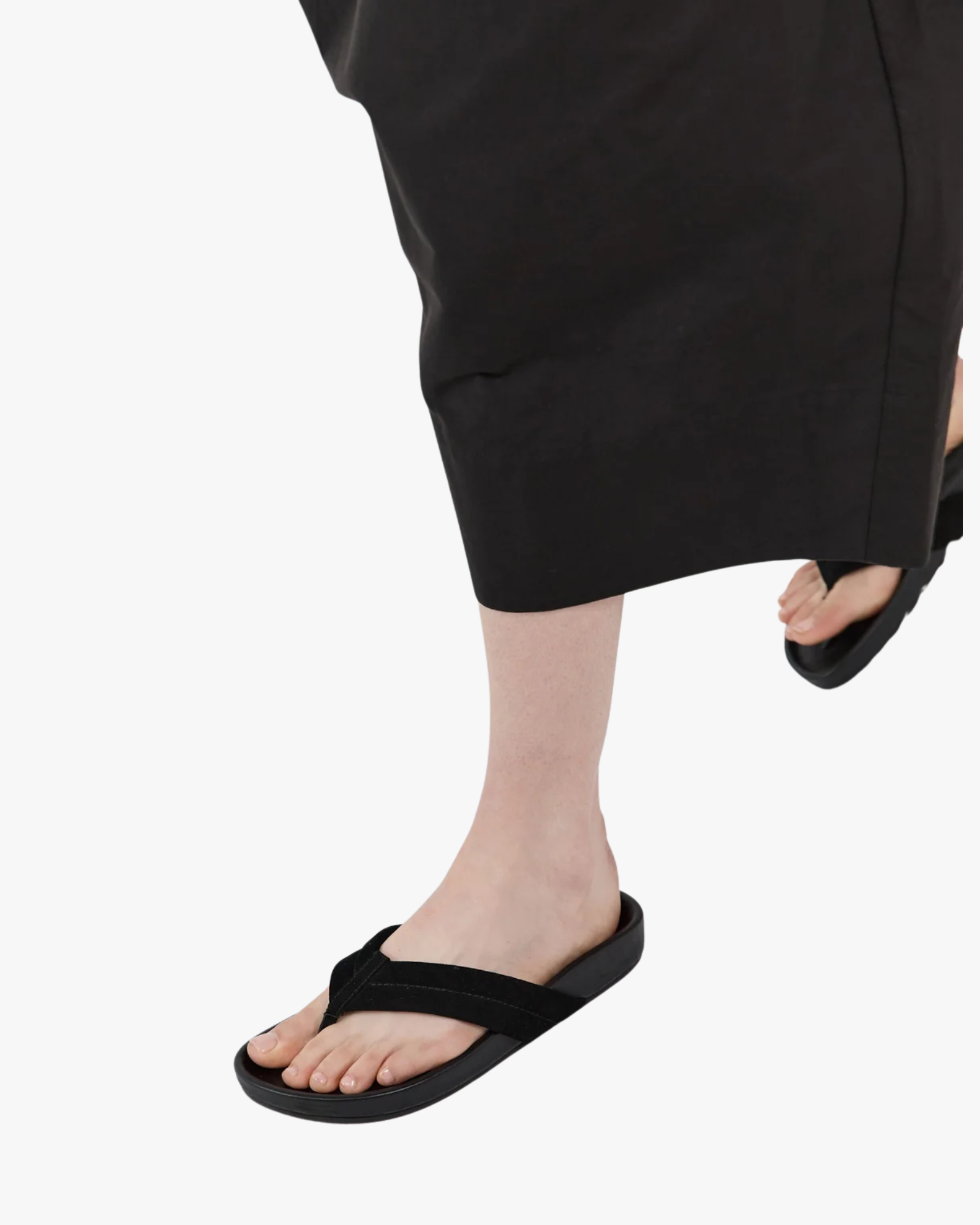 Suede Stitch Detail Thong Slide Black