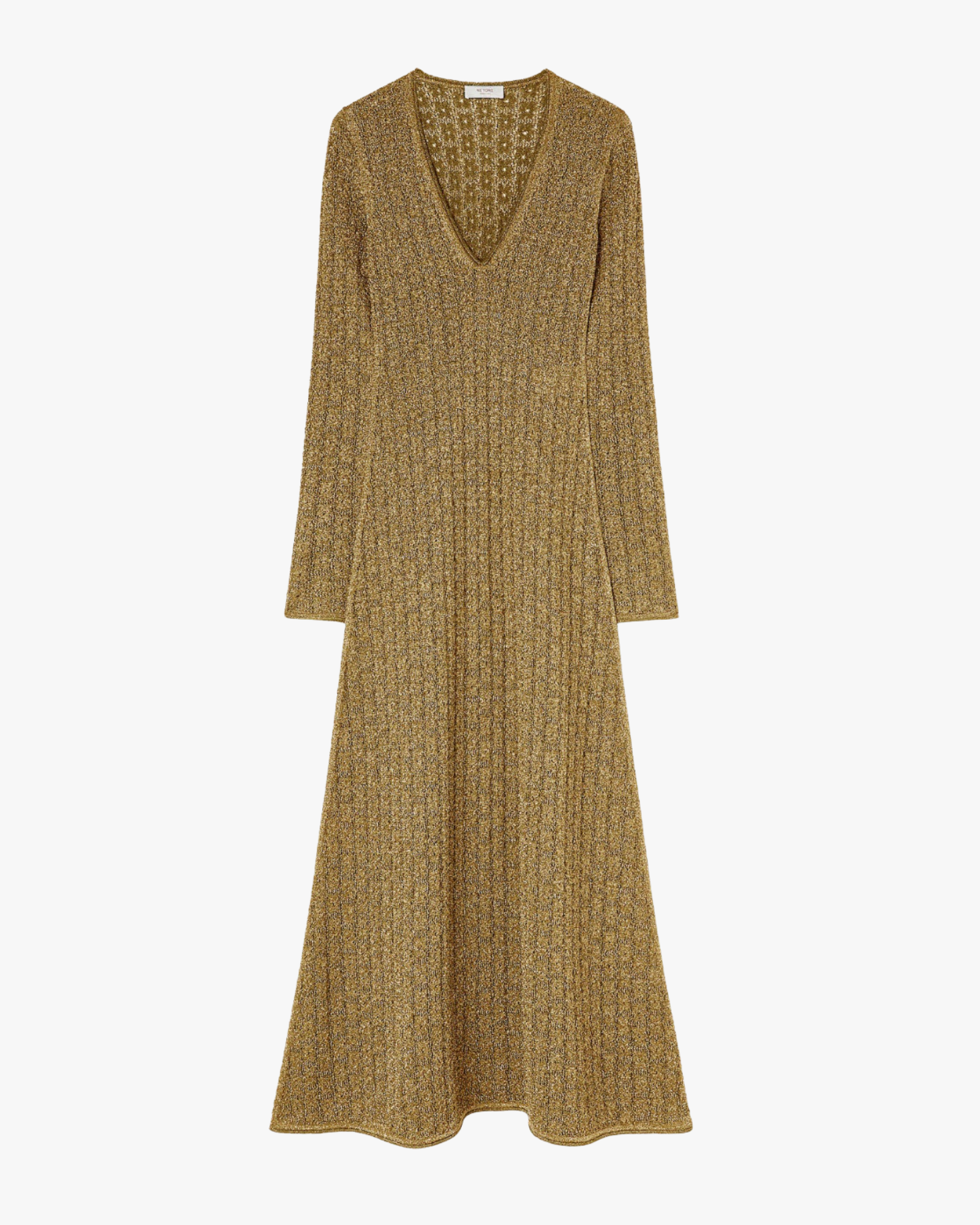Lurex Jacquard Knit Long Dress Gold