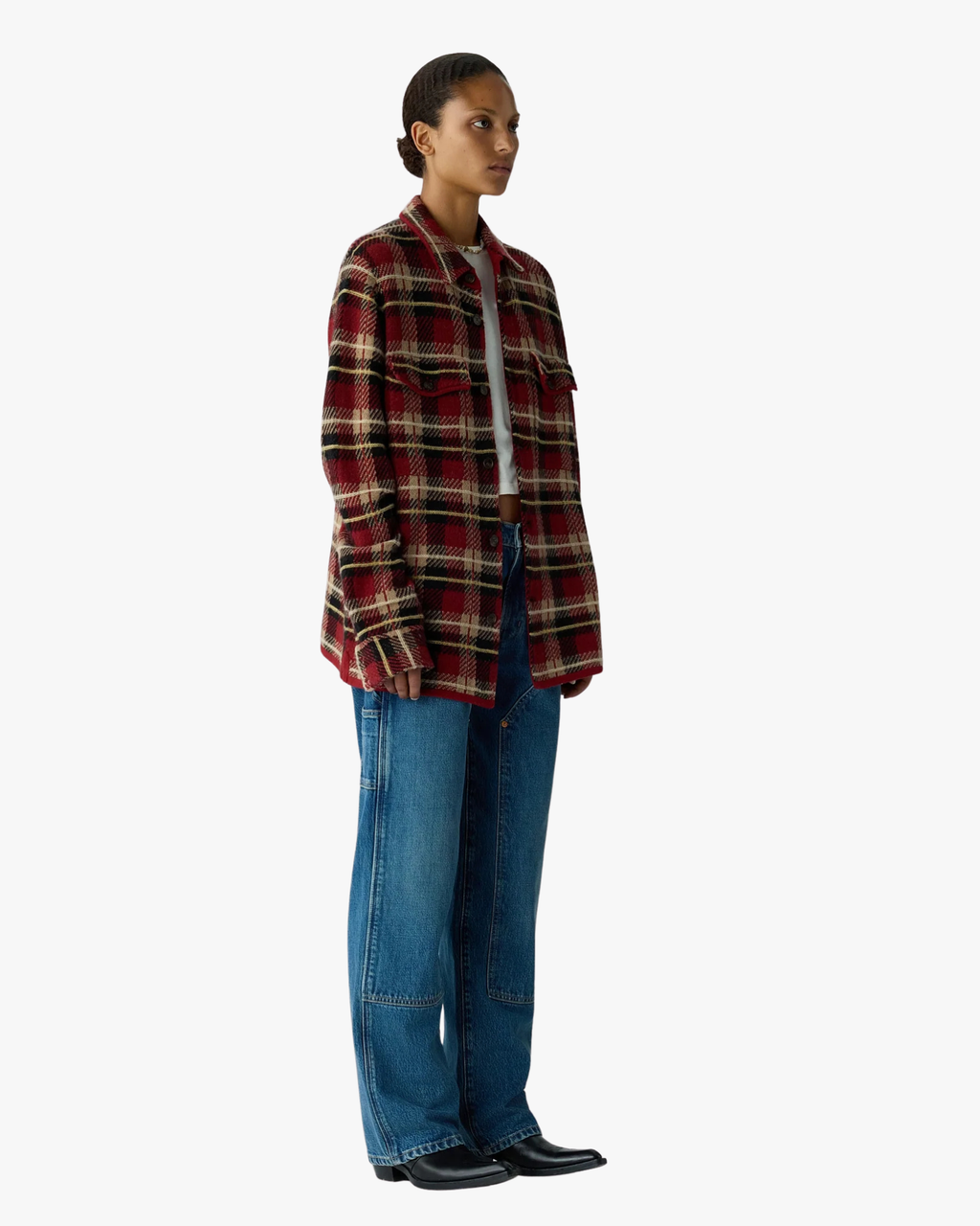 Plaid Cashmere Work Shirt Carmine