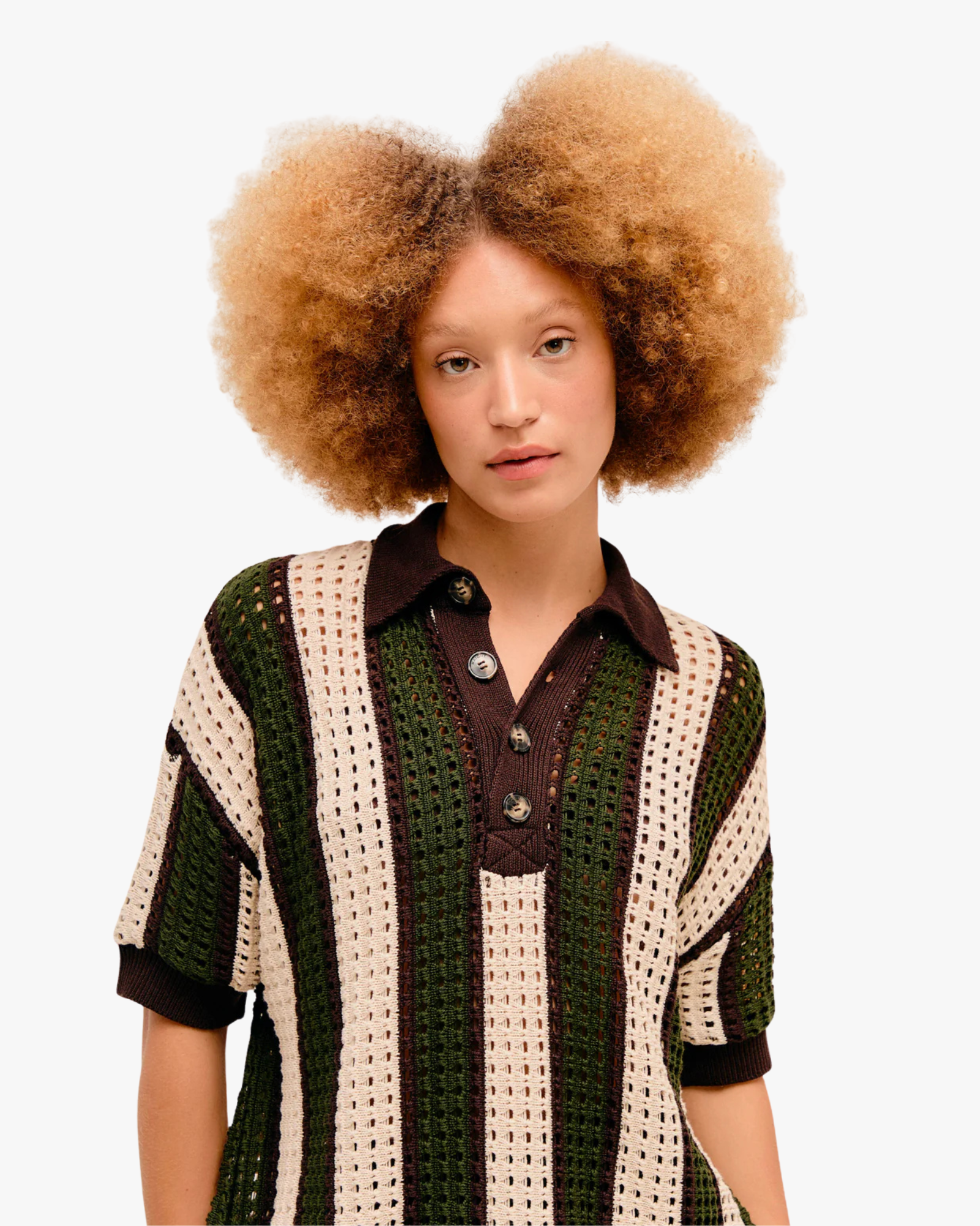 Olive Striped Oversized Knit Shirt
