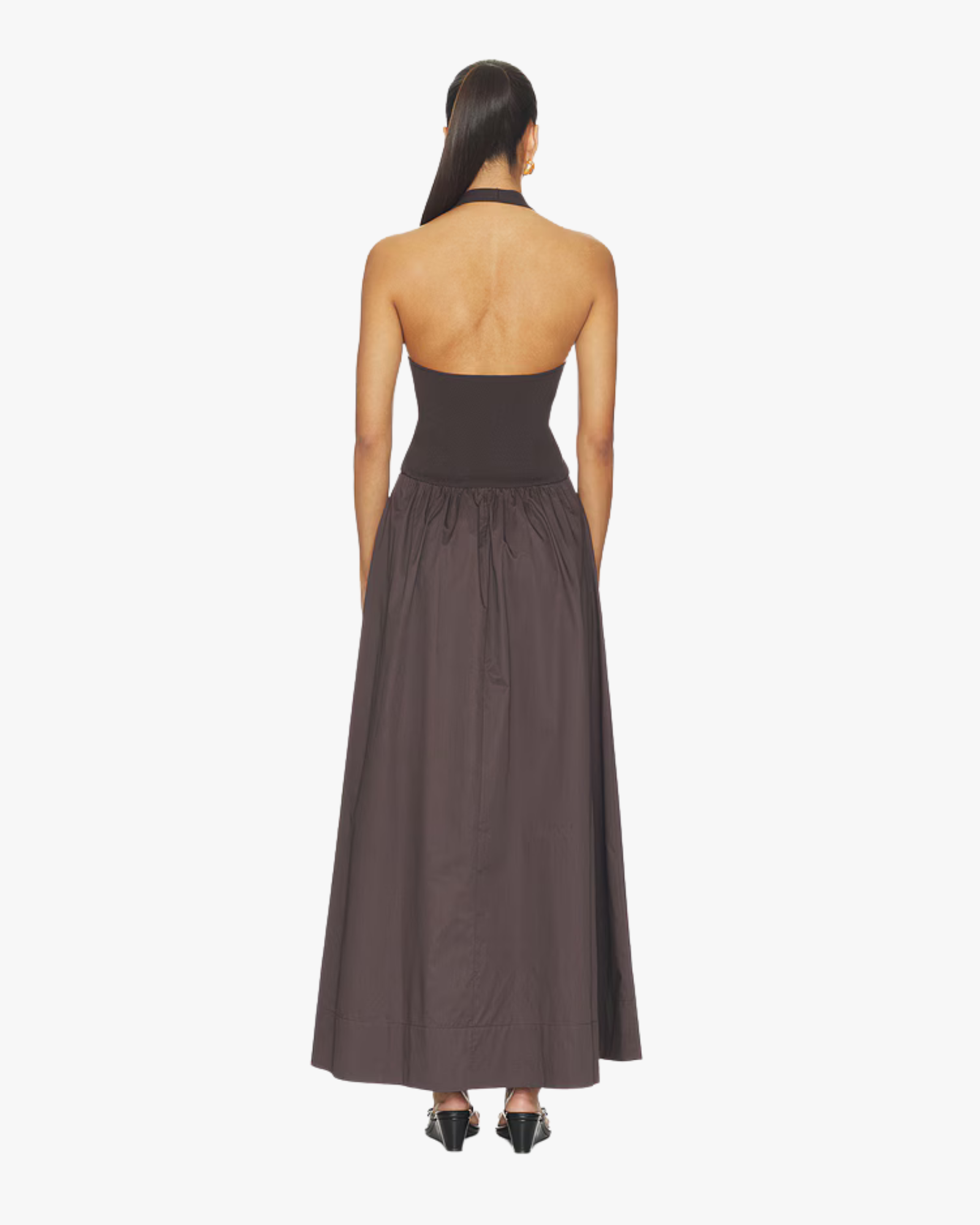 Halter Gathered Dress Chocolate Plum