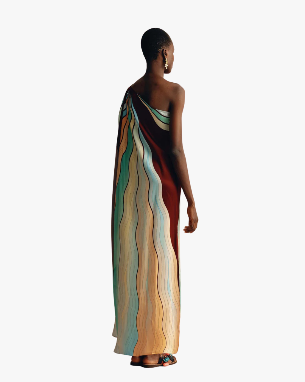Kallas Maxi One Shoulder Kaftan Dress