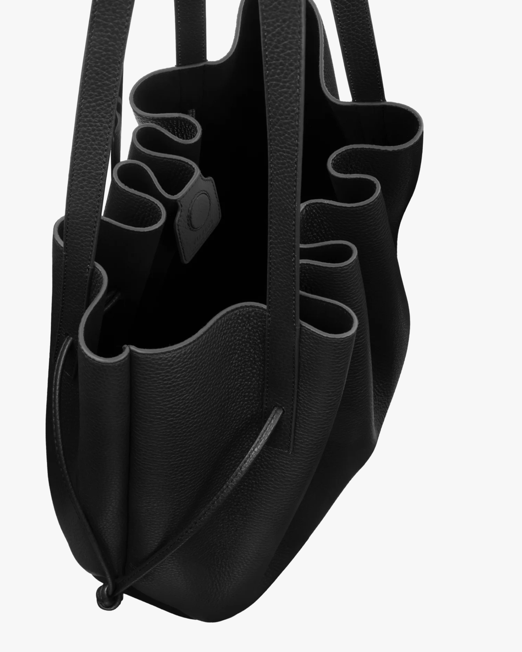 Drawstring Tote Scallop Black