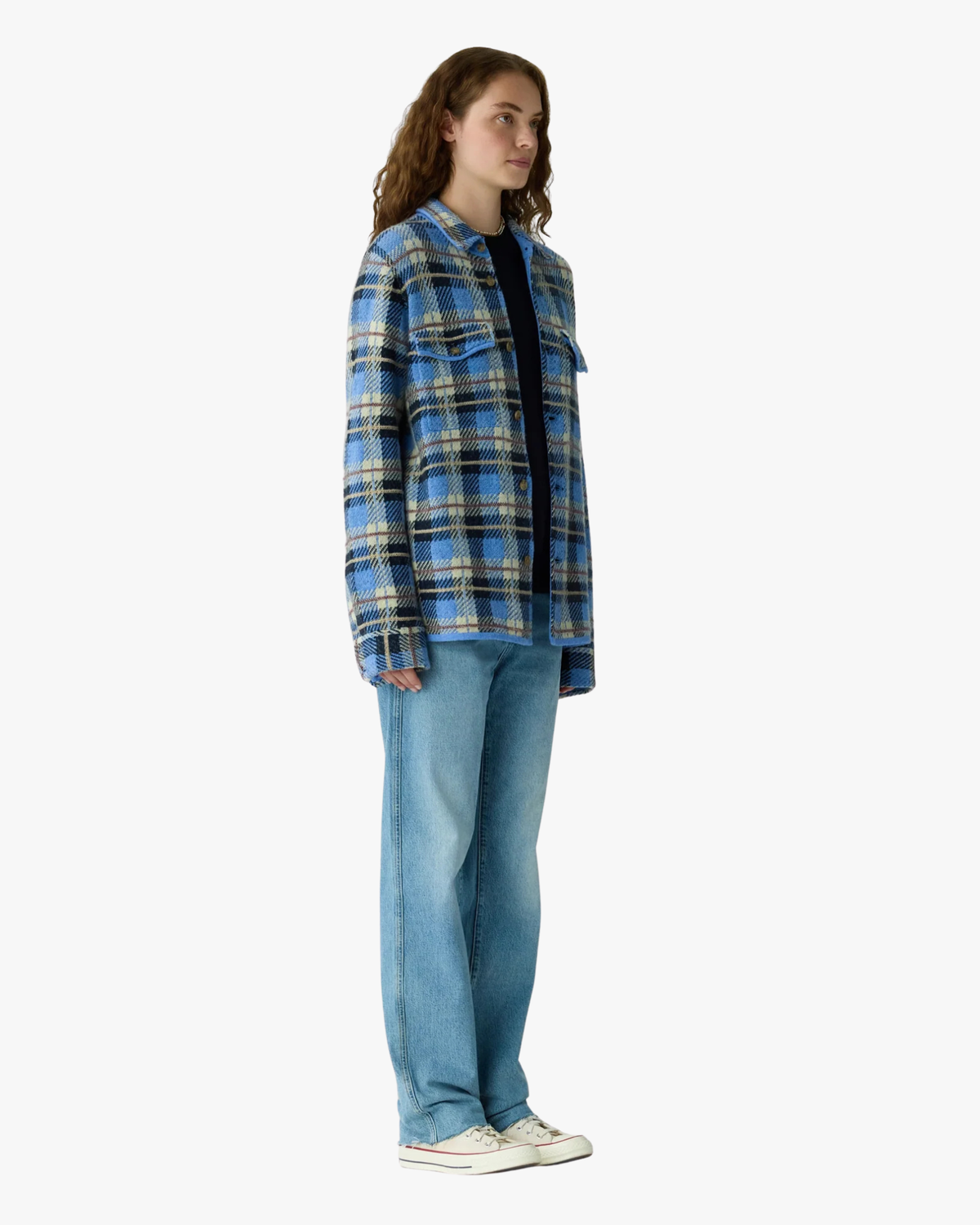 Plaid Cashmere Work Shirt Delft Blue