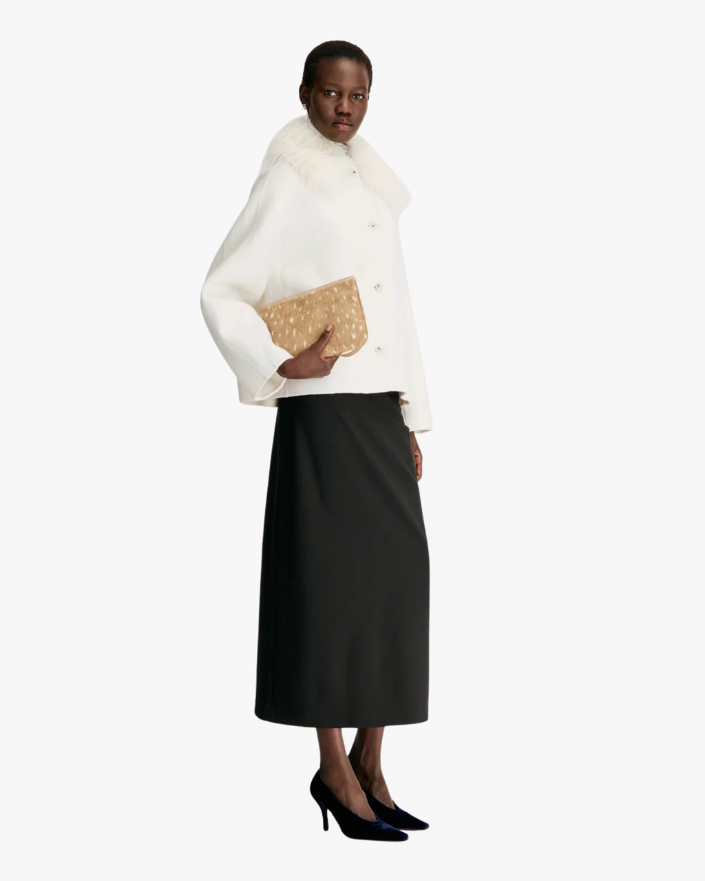 Jacket Rafe With Faux Fur Collar White