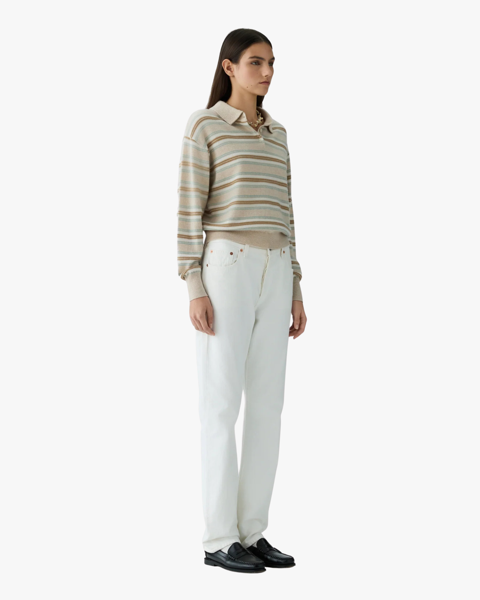 Polo Sweater Collegiate Stripe Stone