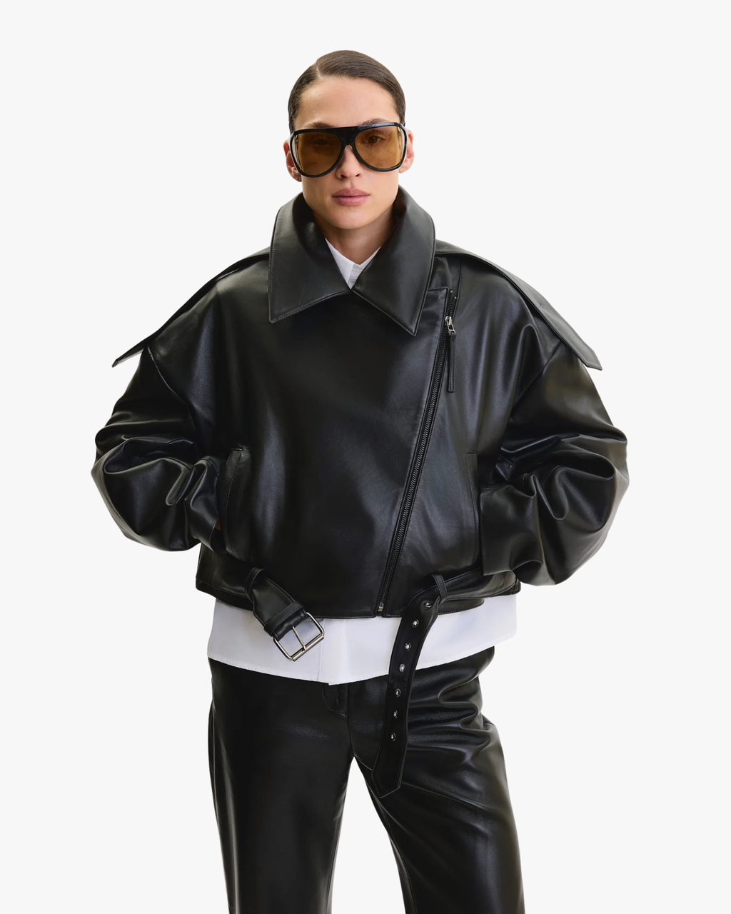Leather Jacket Overiszed Biker Black