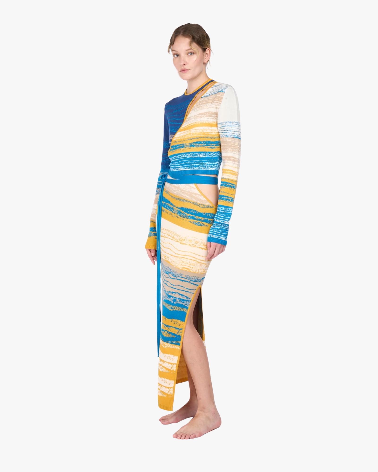 Cut Out Dress Cream And Blue